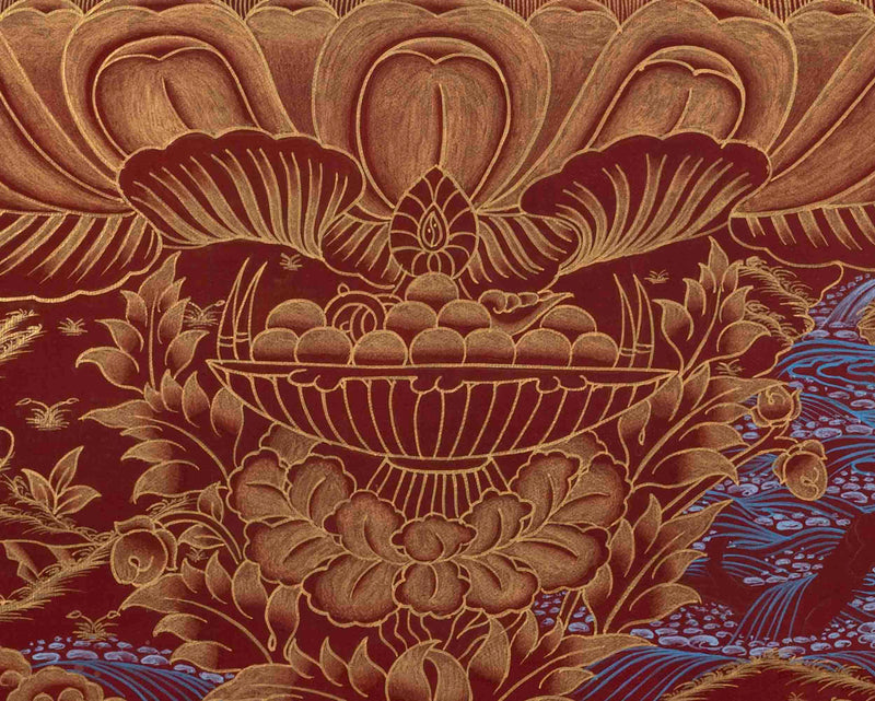 Red And Gold Vajrasattva Yab Yum Thangka | Wall Decor Painting