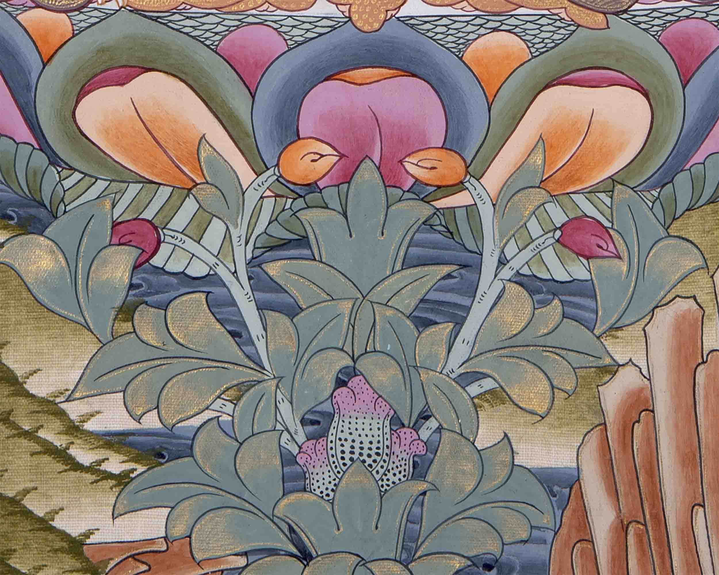 Shakyamuni Buddha With Brocade | Wall Decor Painting