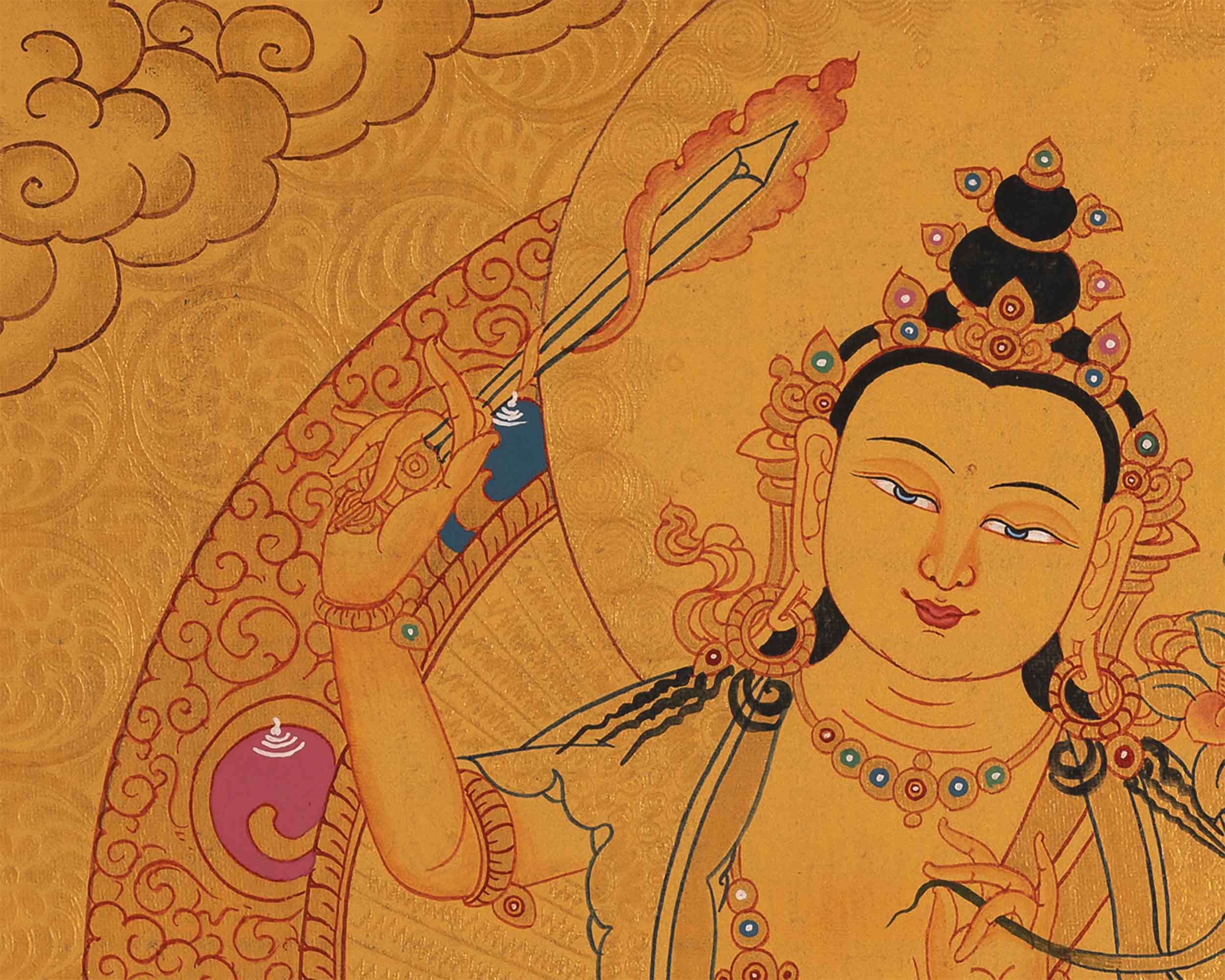Manjushri Tibetan Thangka | Wall Decor Art