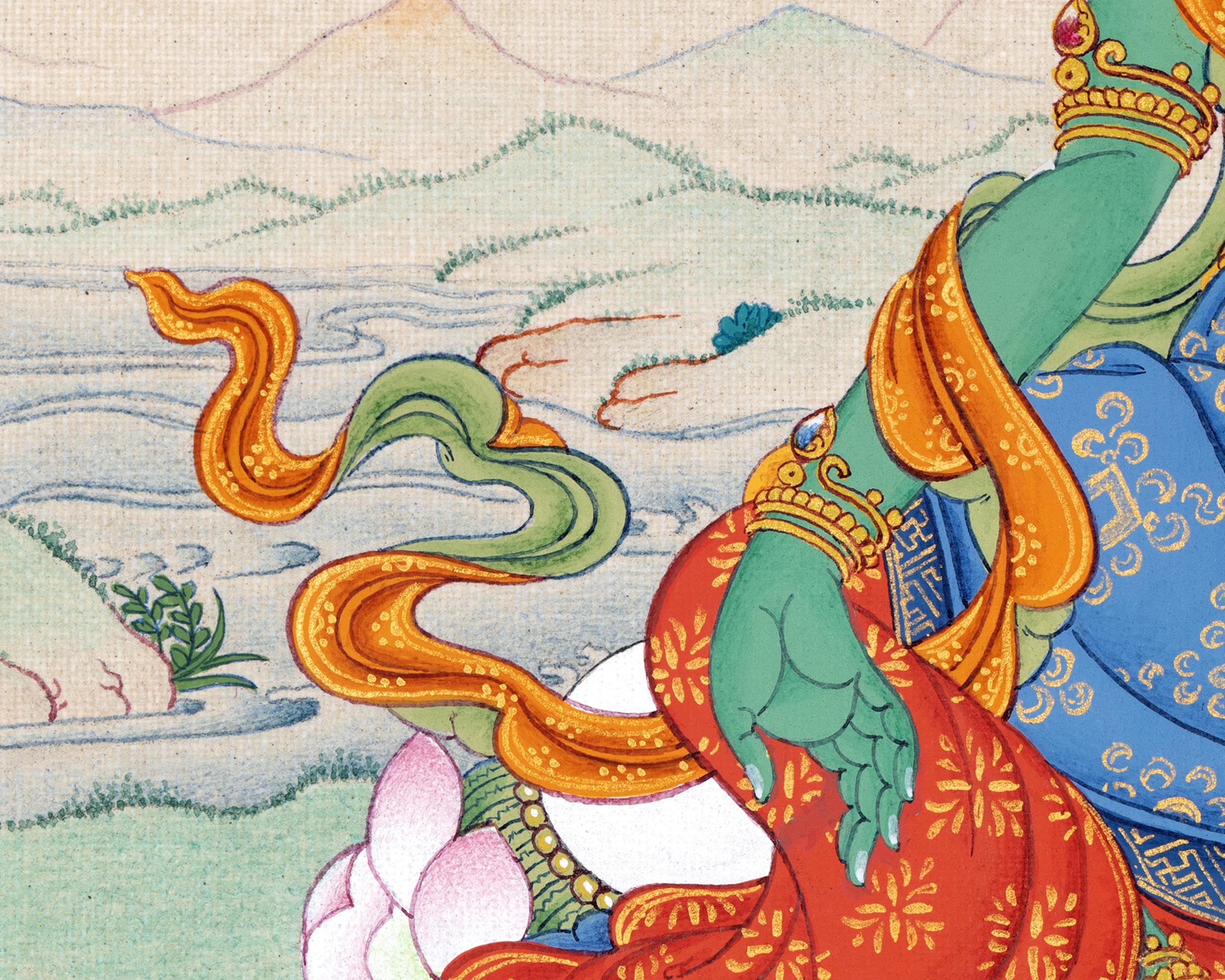 Green Tara | Female Buddha | Tibetan Buddhist Thangka