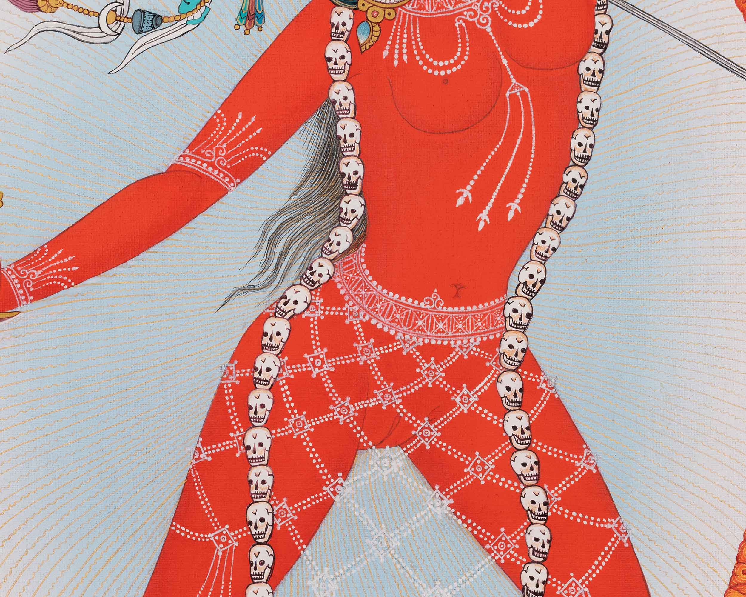 Vajrayogini Art | Tibetan 24K Gold Dakini Painting (includes Brocade)