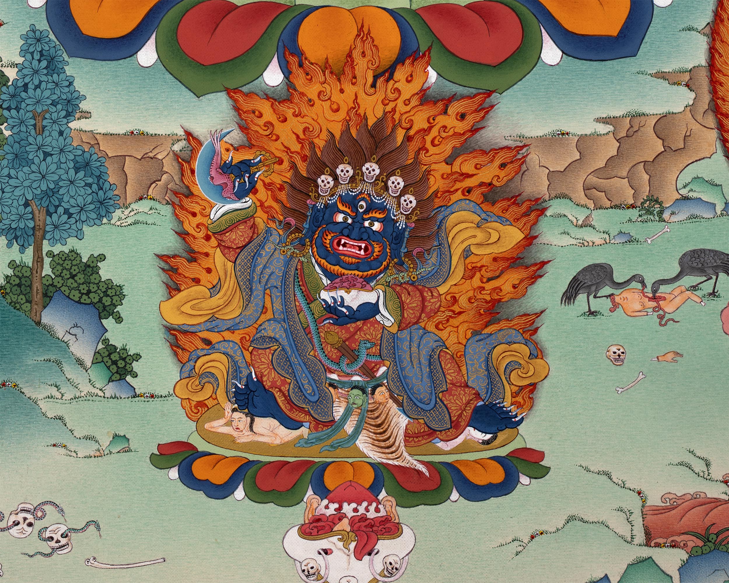 Dorje Phagmo, Vajravarahi Mandala Thangka with Four Dakini, Karma Kagyu Tradition