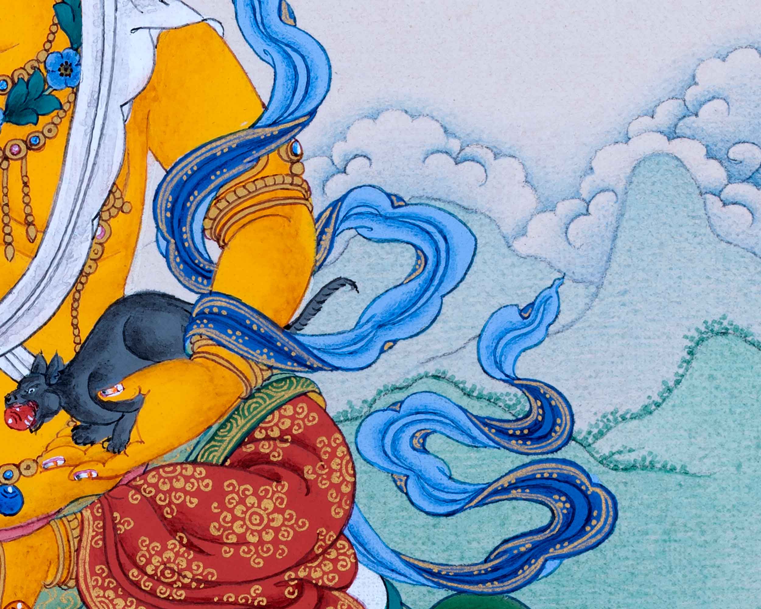 Yellow Dzambhala Thangka | Traditional Hand Painted Art