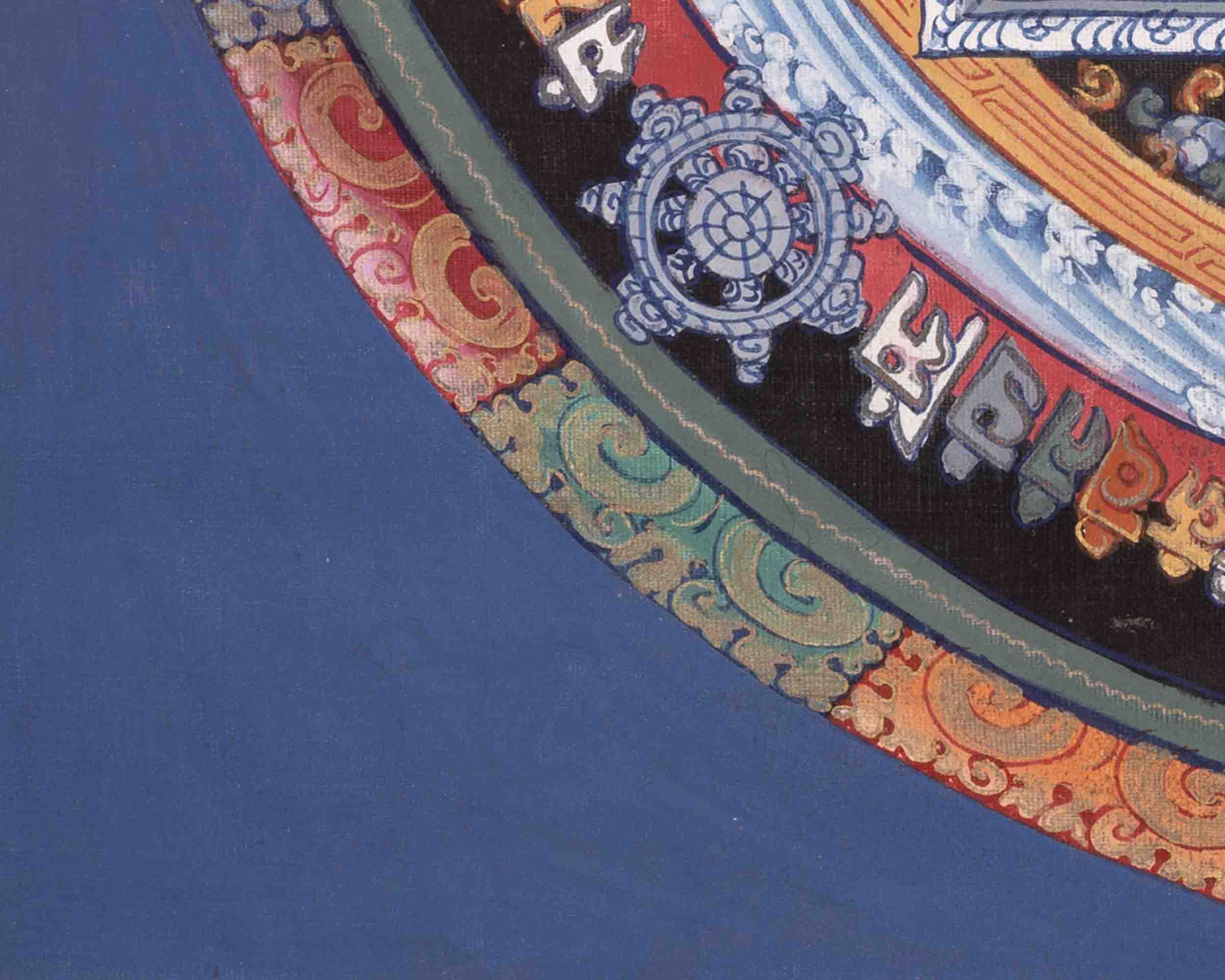 Kalachakra Mandala With Dragon Border | Religious Buddhist Thangka