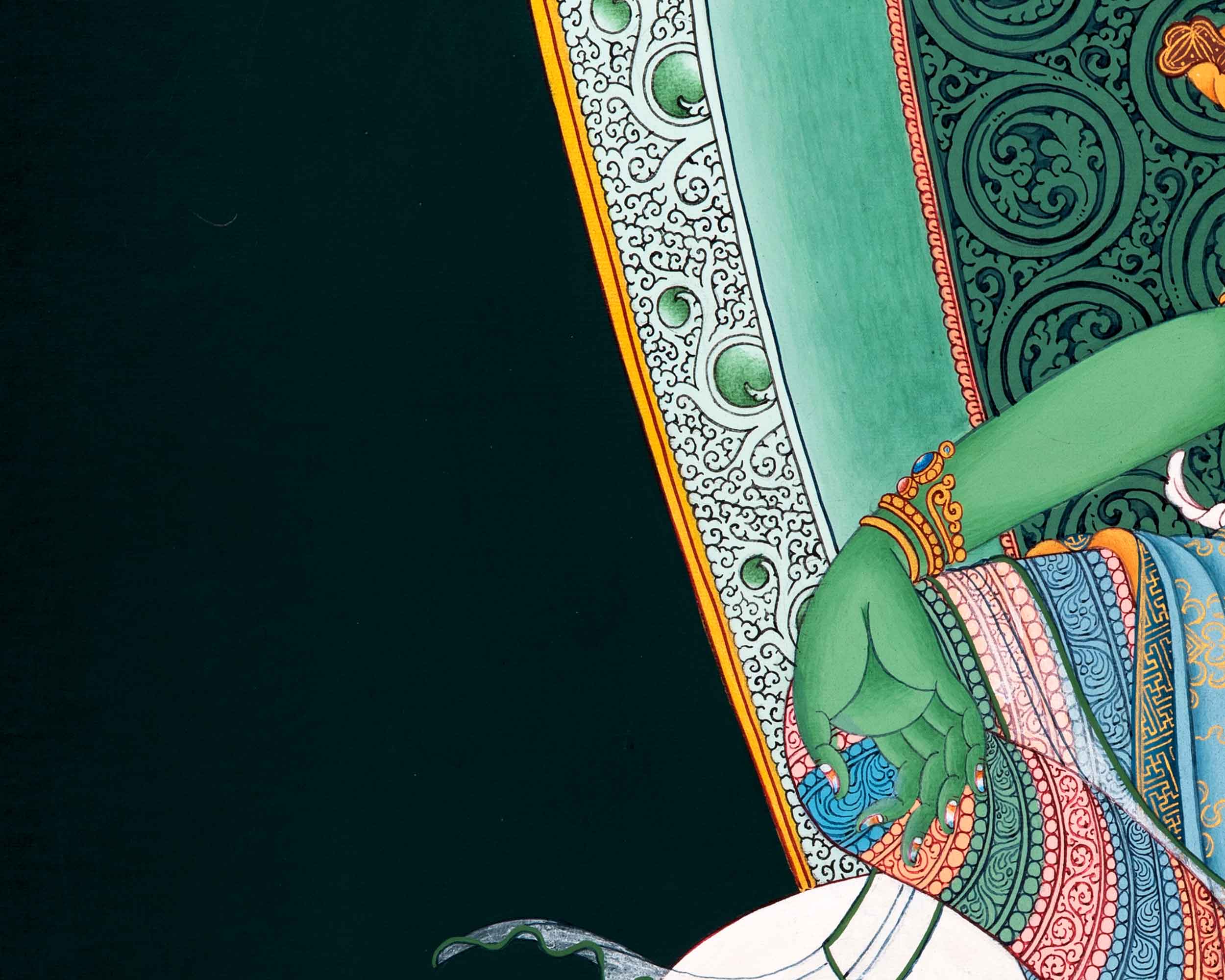 Green Tara Mother Thangka | Traditional Female Buddha Art