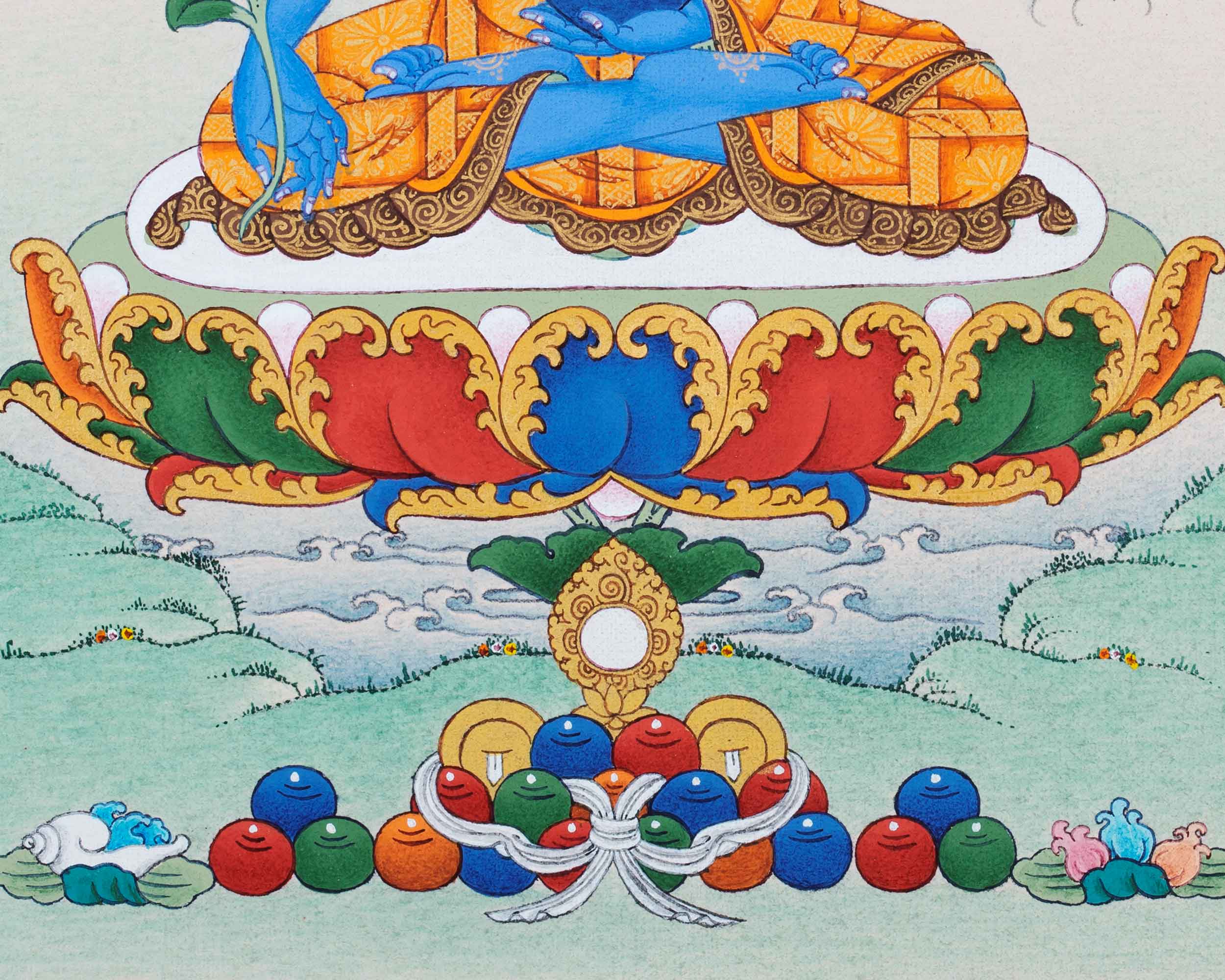 Hand-Painted Thangka For Medicine Buddha Mantra Practice | Traditional Tibetan Buddhist Art