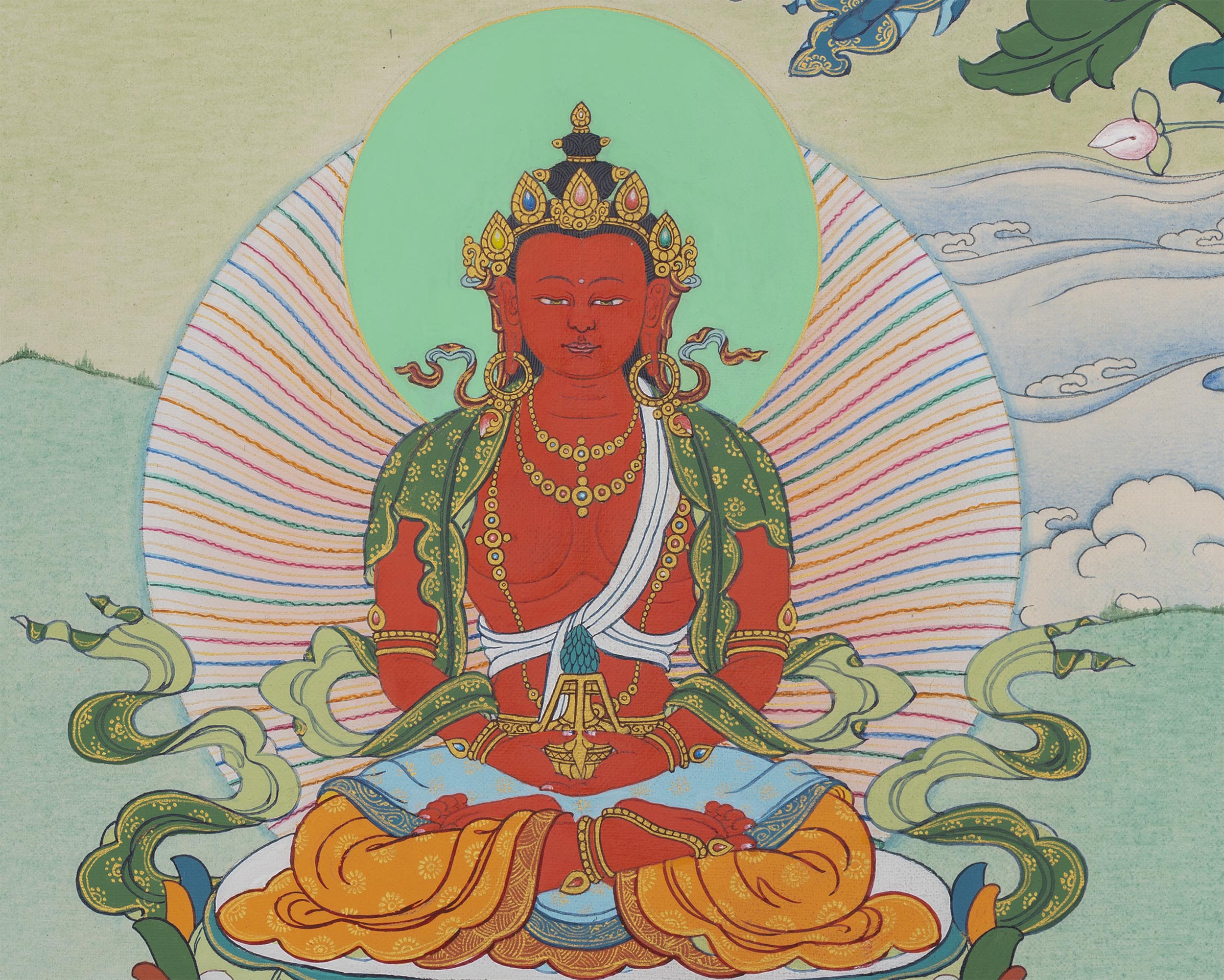 White Tara With Amitayus and Namgyalma Thangka | Tibetan Thangka Painting | Vajrayana Art