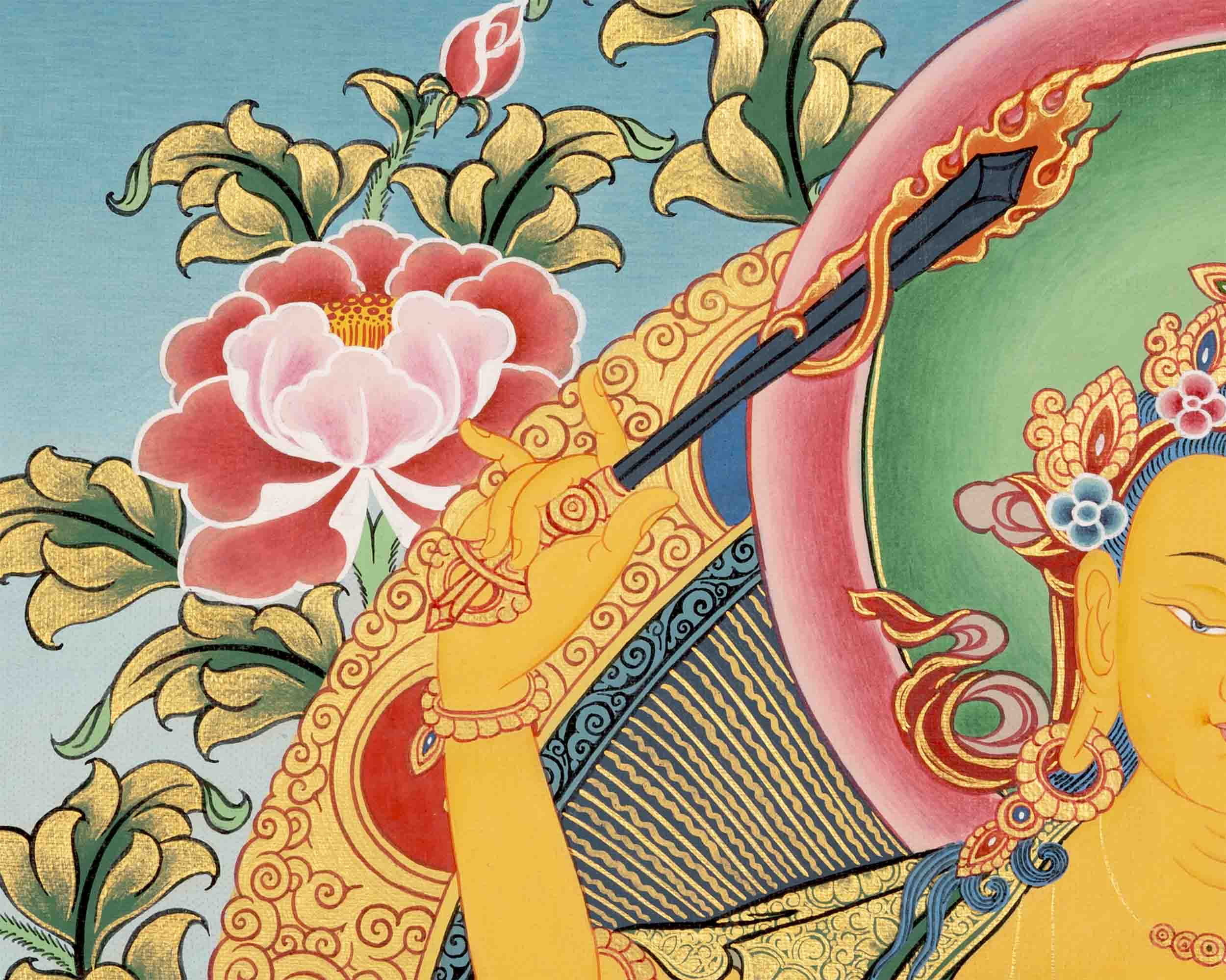 Hand Painted Manjushree Bodhisattva Thangka | Traditional Buddhist Art