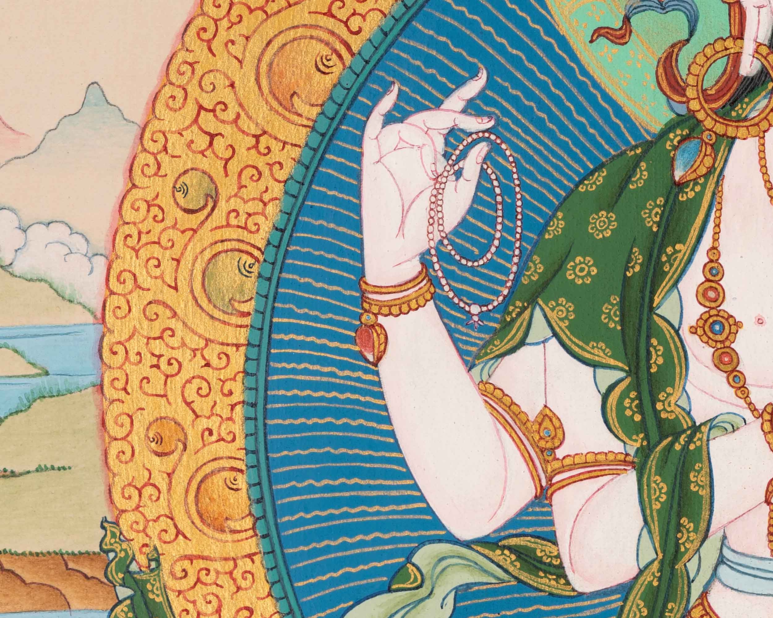 4 Armed Avalokiteshvara Thangka | High-Quality Tibetan Art