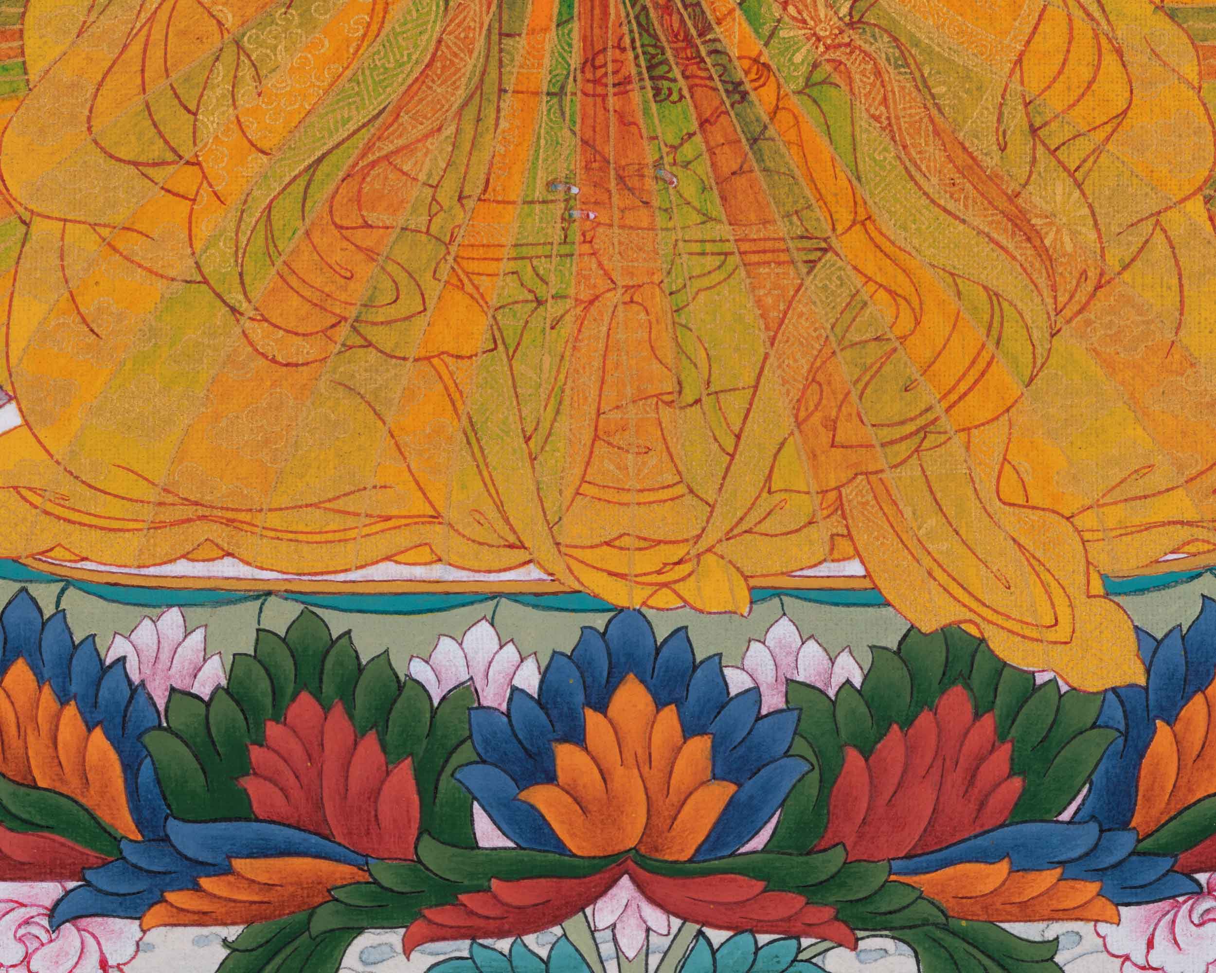 Lotus Master Guru Rainbow Body Thangka | Tibetan Buddhist Master Guru Rinpoche Art