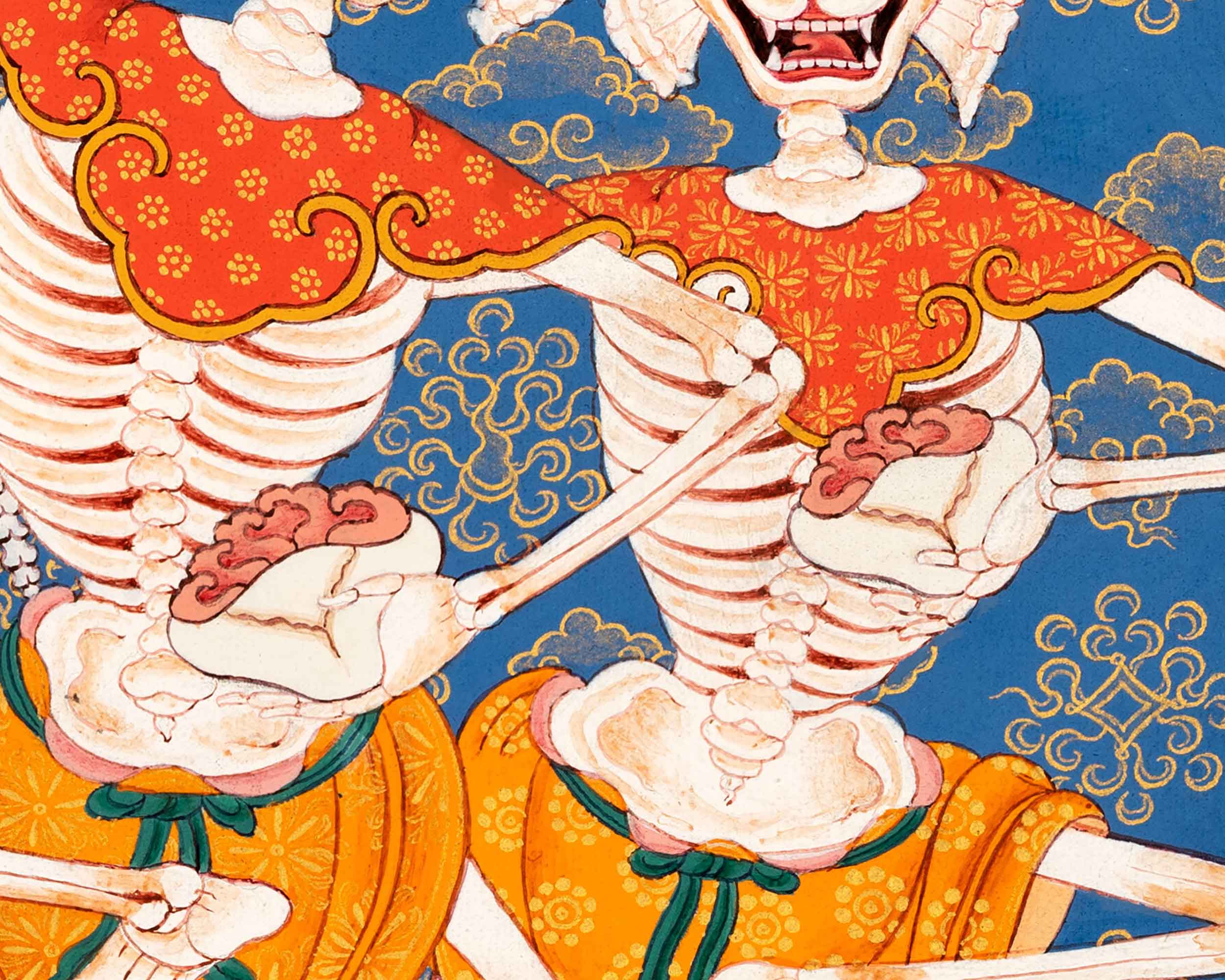 Citipati Thangka, The Dancing Skeletons of Tibetan Buddhism