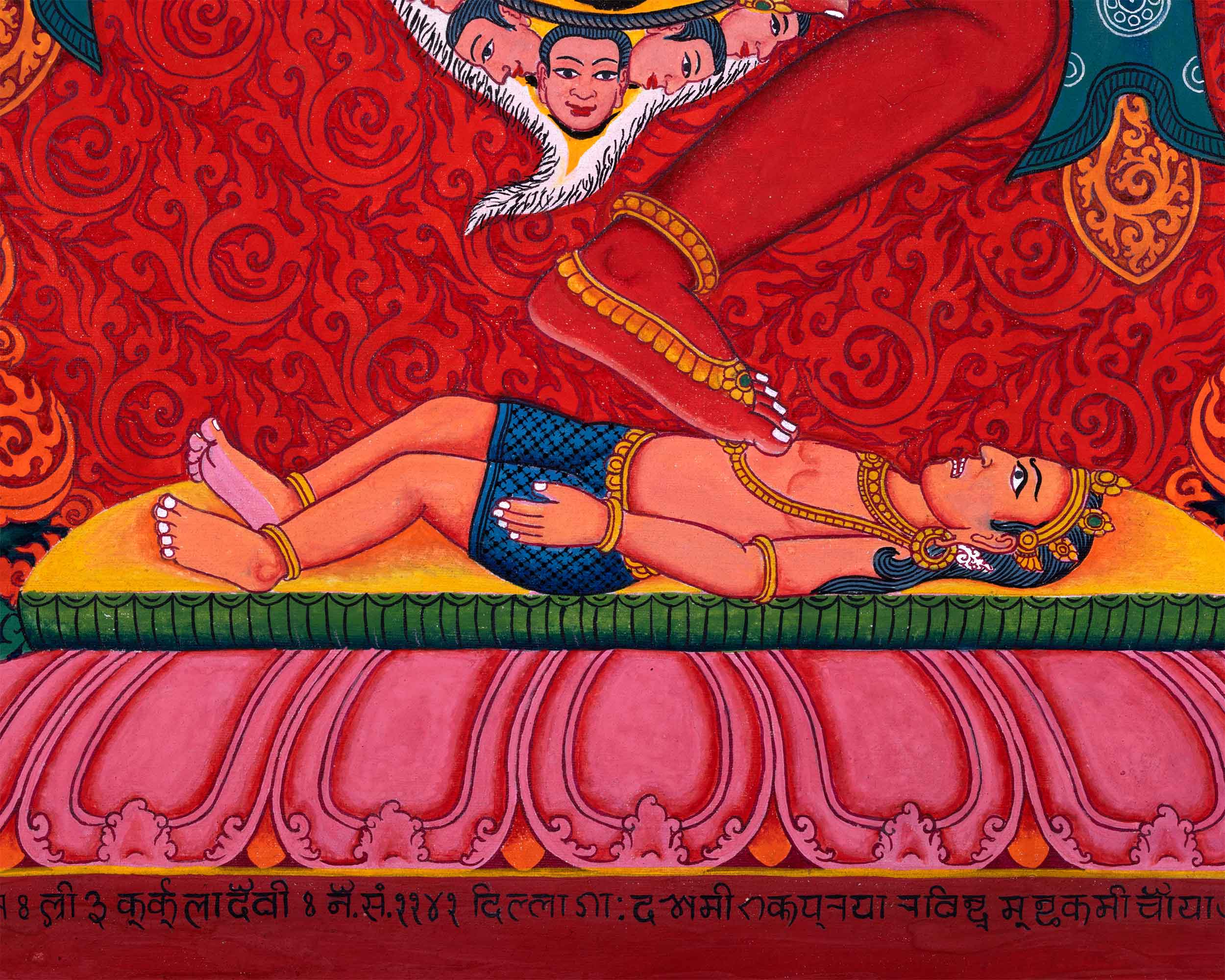 Traditional Style Nepali Art Print Of Kurukulla Goddess | Newari Pauba Print For Dakini