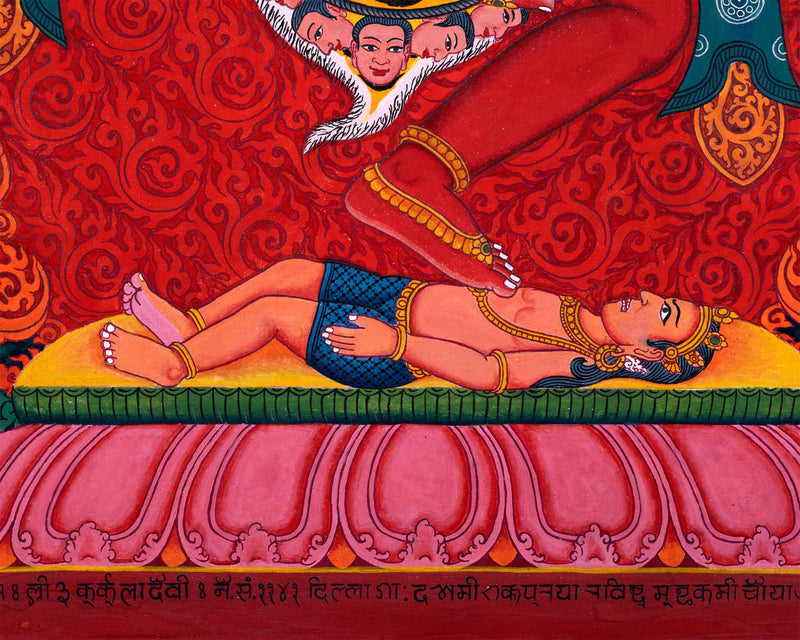Traditional Style Nepali Art Print Of Kurukulla Goddess | Newari Pauba Print For Dakini Mantra Practice