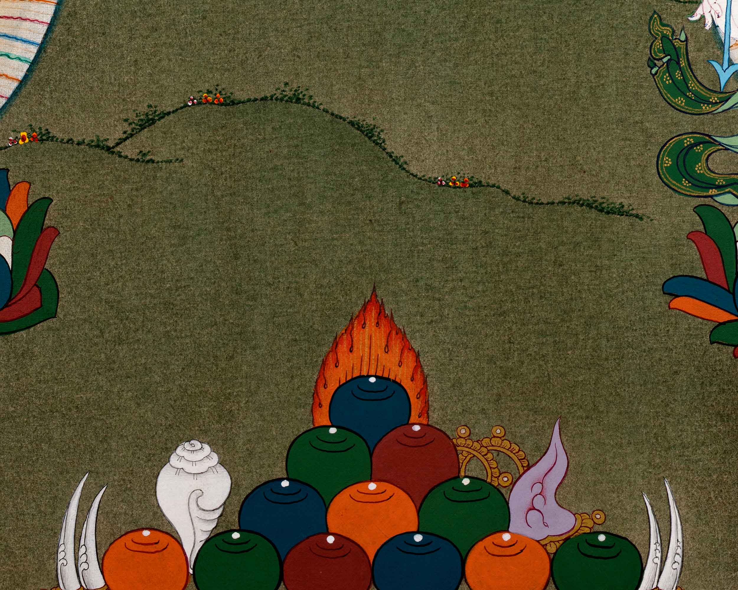 Himalayan Amitayus Long Life Practice Thangka | Buddha Amitayus With White Tara and Namgyalma