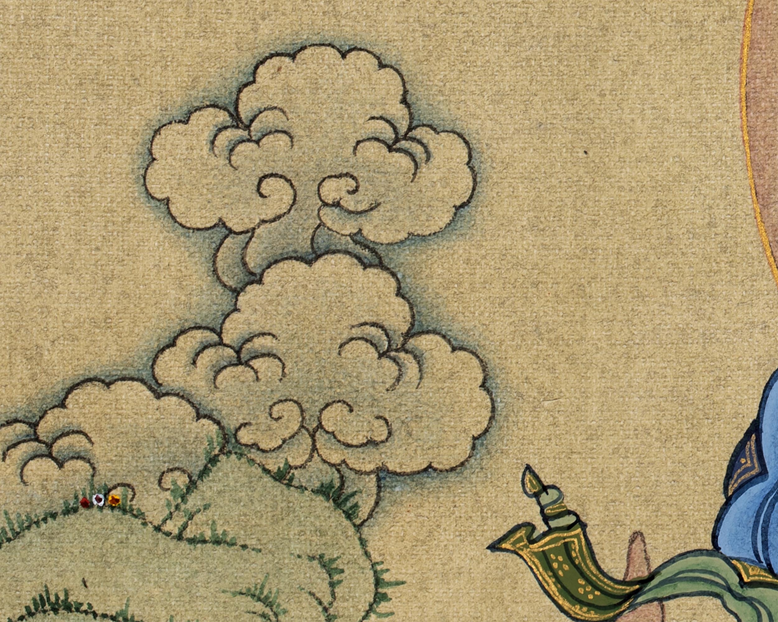 Vajrasattva Yab Yum Thangka | 24K Gold Tibetan Art with Silk Brocade