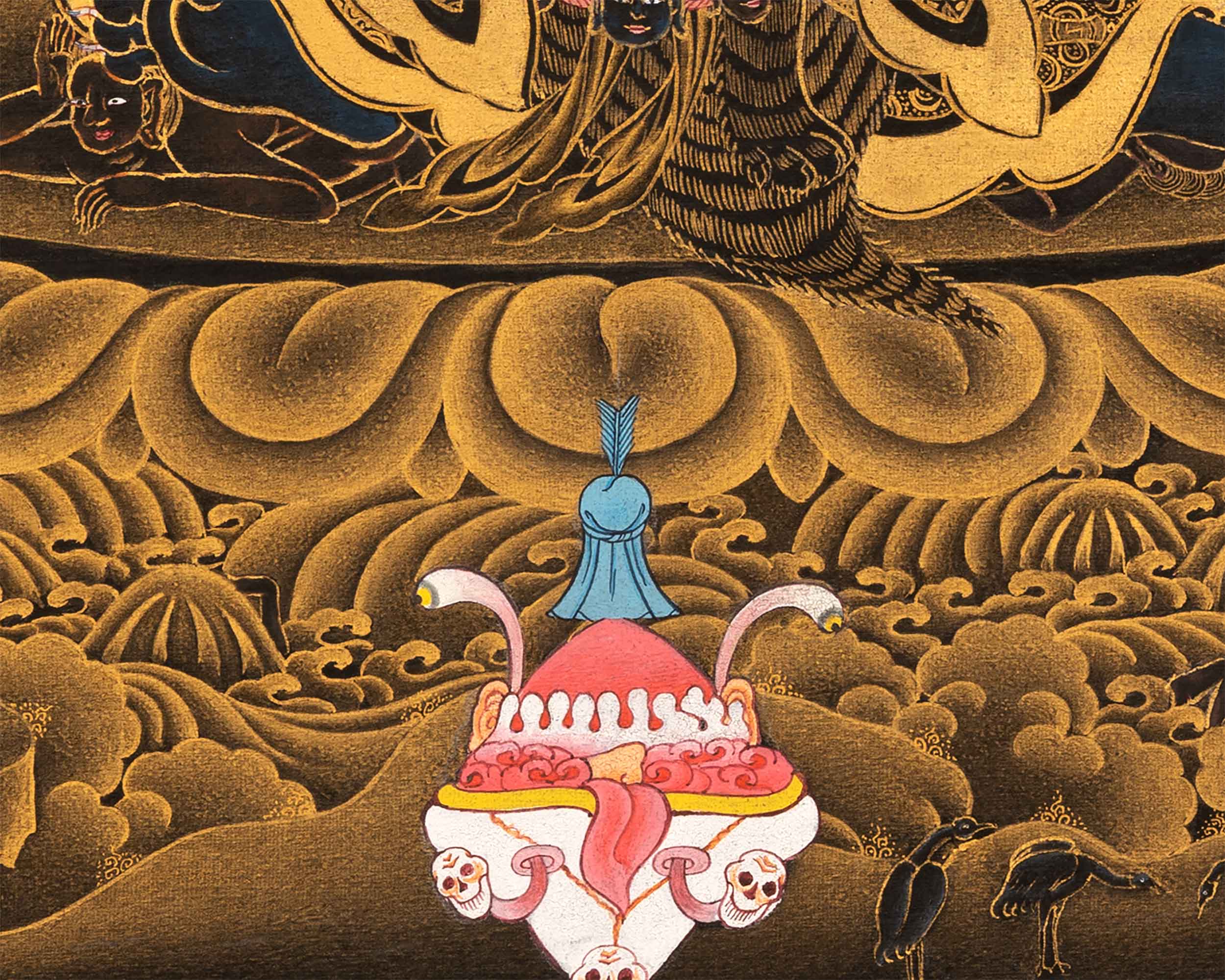 24K Gold Mahakala Bernagchen Thangka | Buddhist Tibetan Art