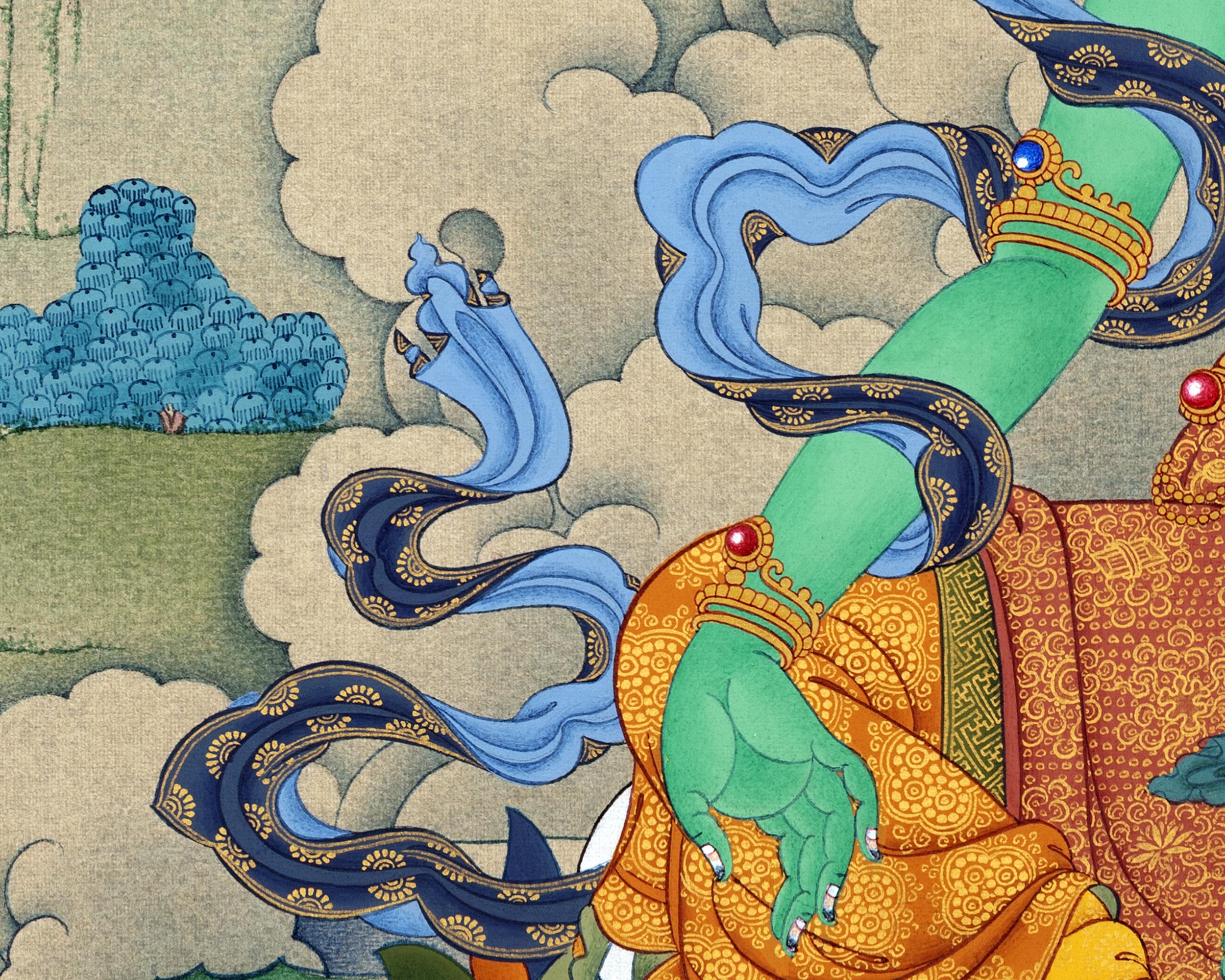 Indoor Green Tara Thangka | Mother Tara | Traditional Hand Painted Deity