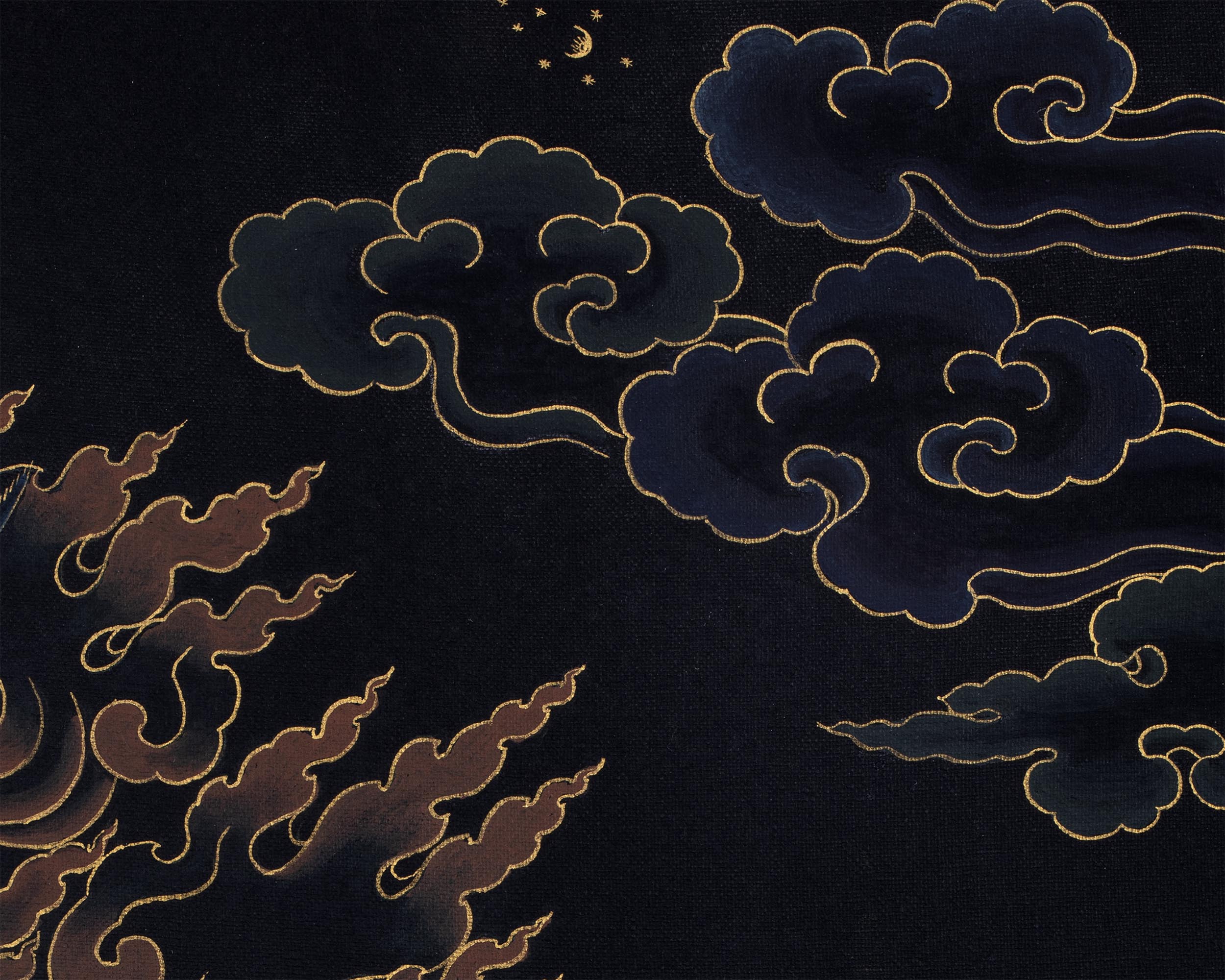 Sakya Mahakala | Black and Gold Thangka | Tibetan Buddhist Art