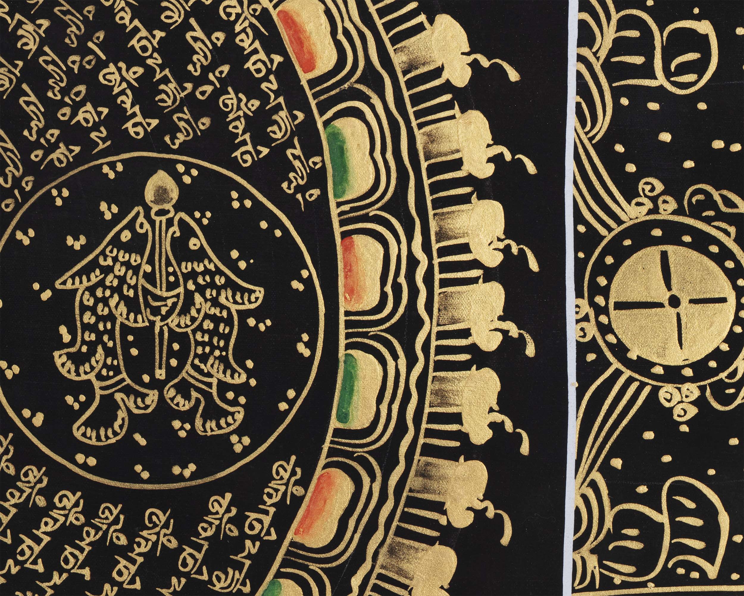 Om Mantra Mandala | Traditional Buddhist Thangka | Wall Hanging Decors