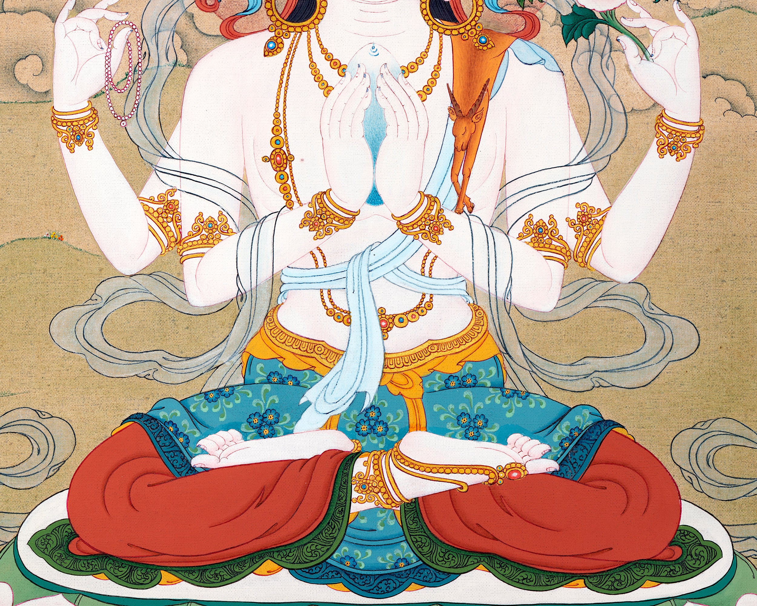 Chenrezig Thangka | Traditional Karma Gadri Thangka | Avalokiteshvara Painting