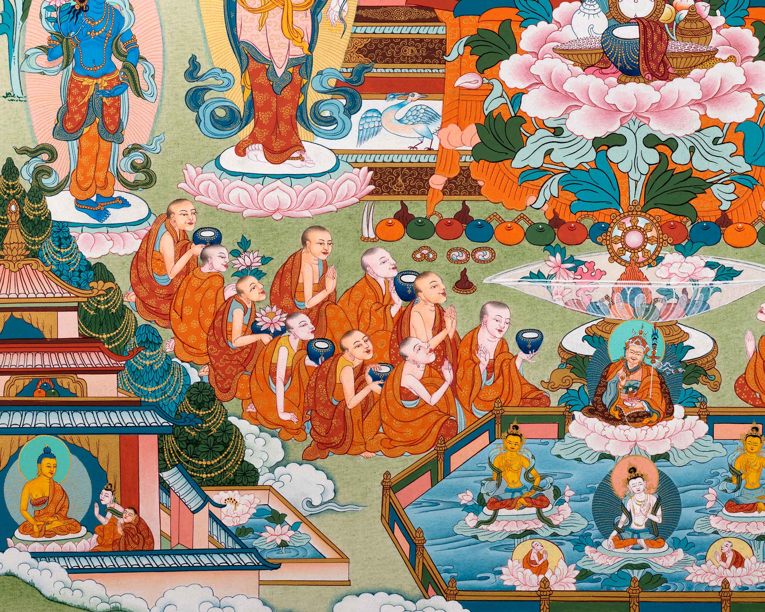 Amitabha Buddha Pure Land Thangka | Tibetan Thangka Hand painted in Enlightenment Studio