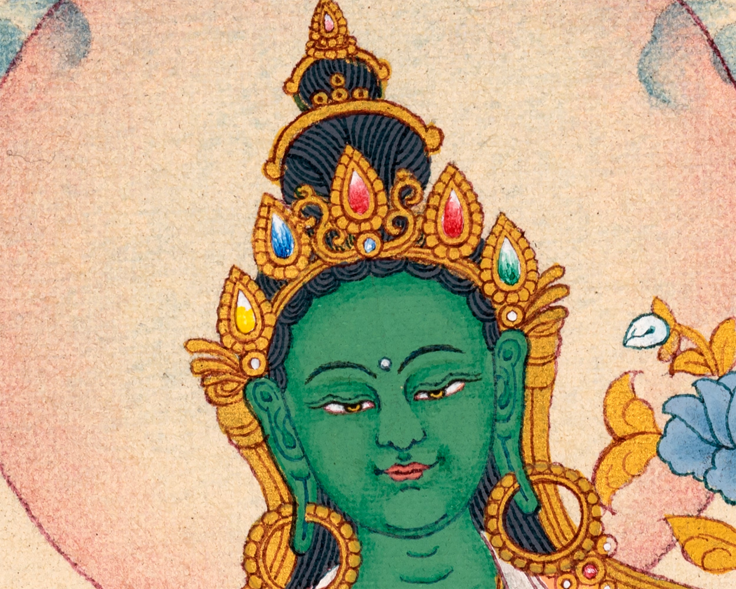 Green Tara Thangka With 24K Gold | Mother Bodhisattva | Traditional Hand-Painted