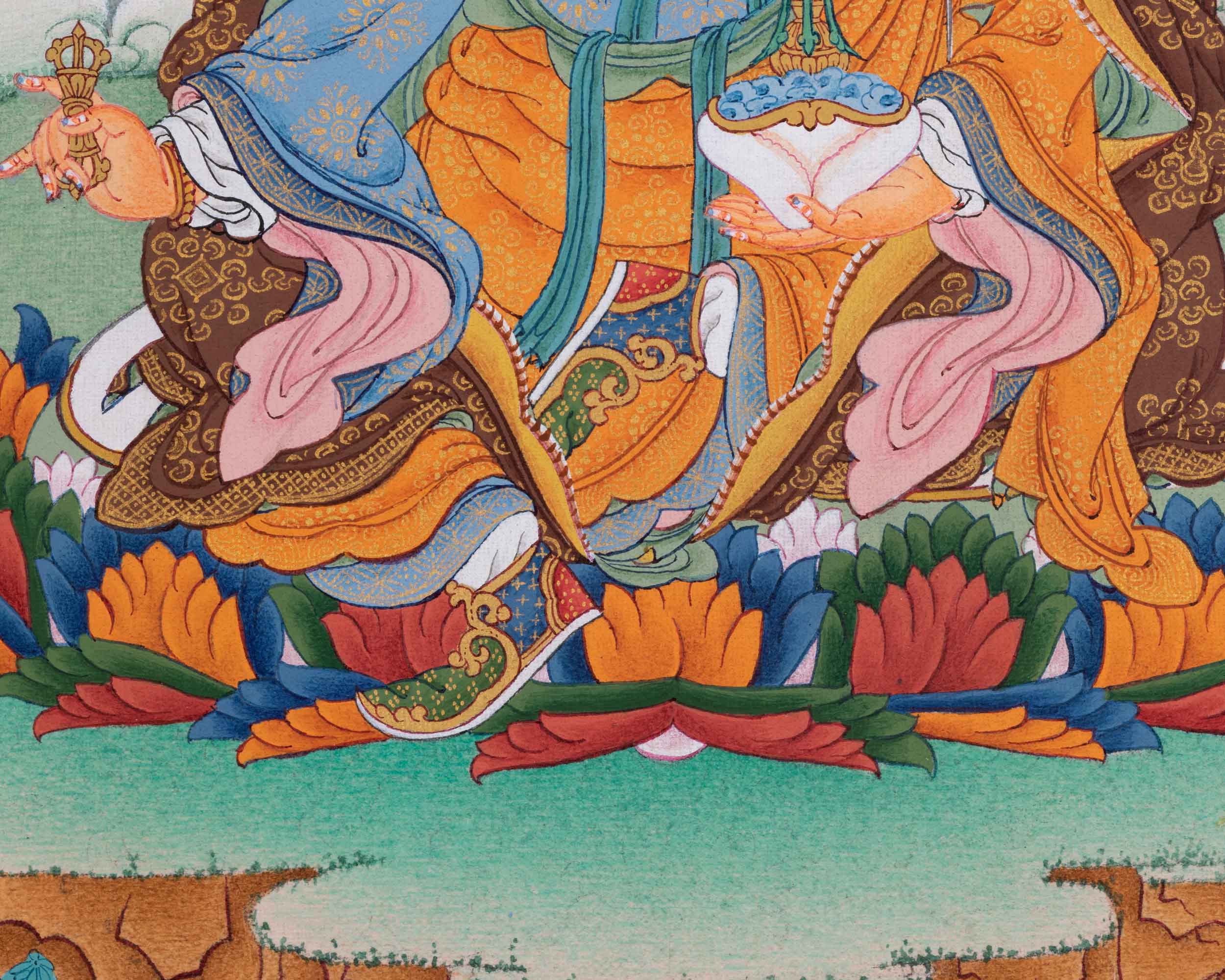 Hand Painted Thangka For Guru Rinpoche Mantra Practice | Traditional Tibetan Master Art