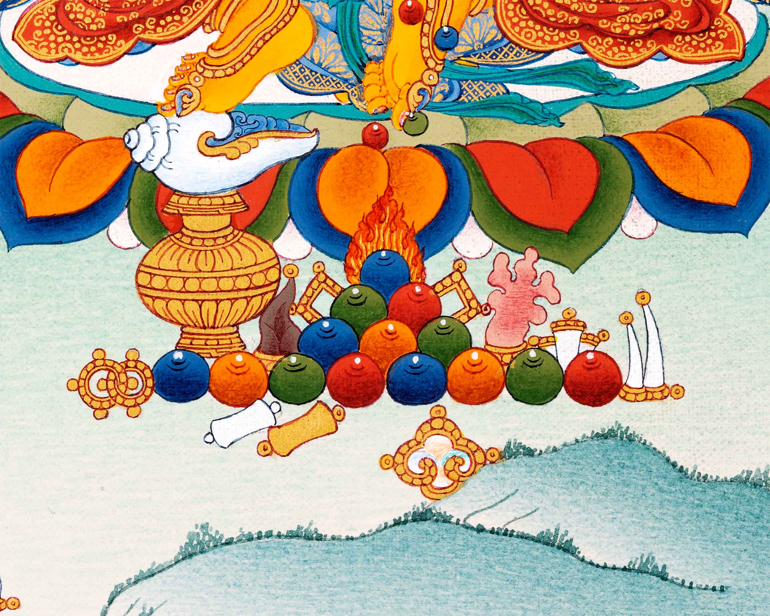 Tibetan Yellow Dzambhala Thangka Painting | The Tibetan Wealth Deity | Buddhist Kubera