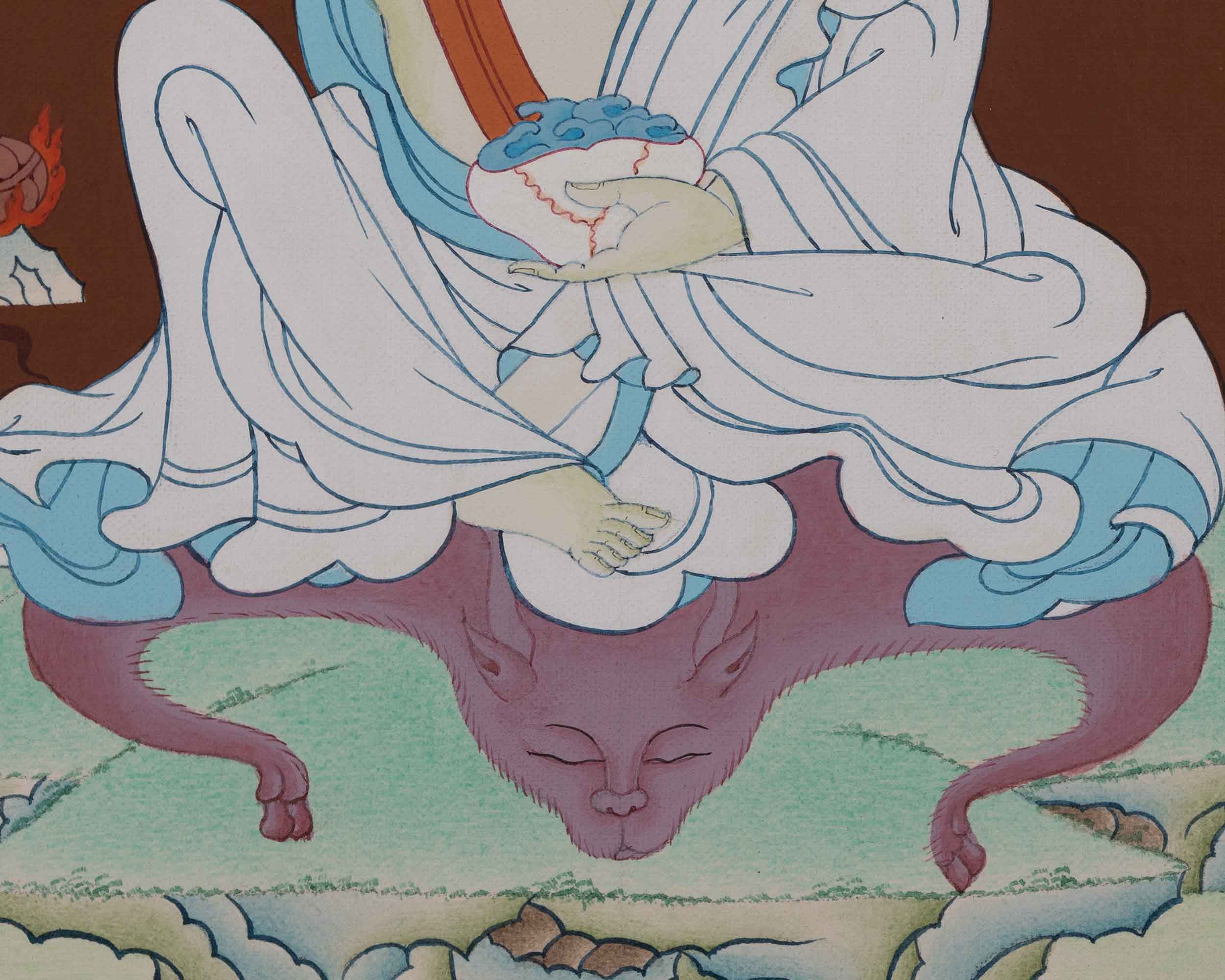 Jetsun Milarepa Hand-Painted Thangka Art | Tibetan Buddhist Master Art For Daily Practice