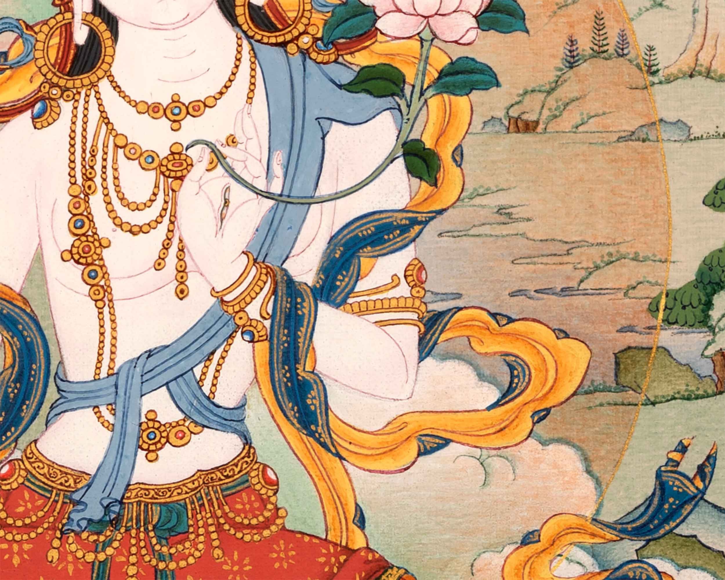 White Tara Goddess Thangka | Tibetan Art of Female Bodhisattva
