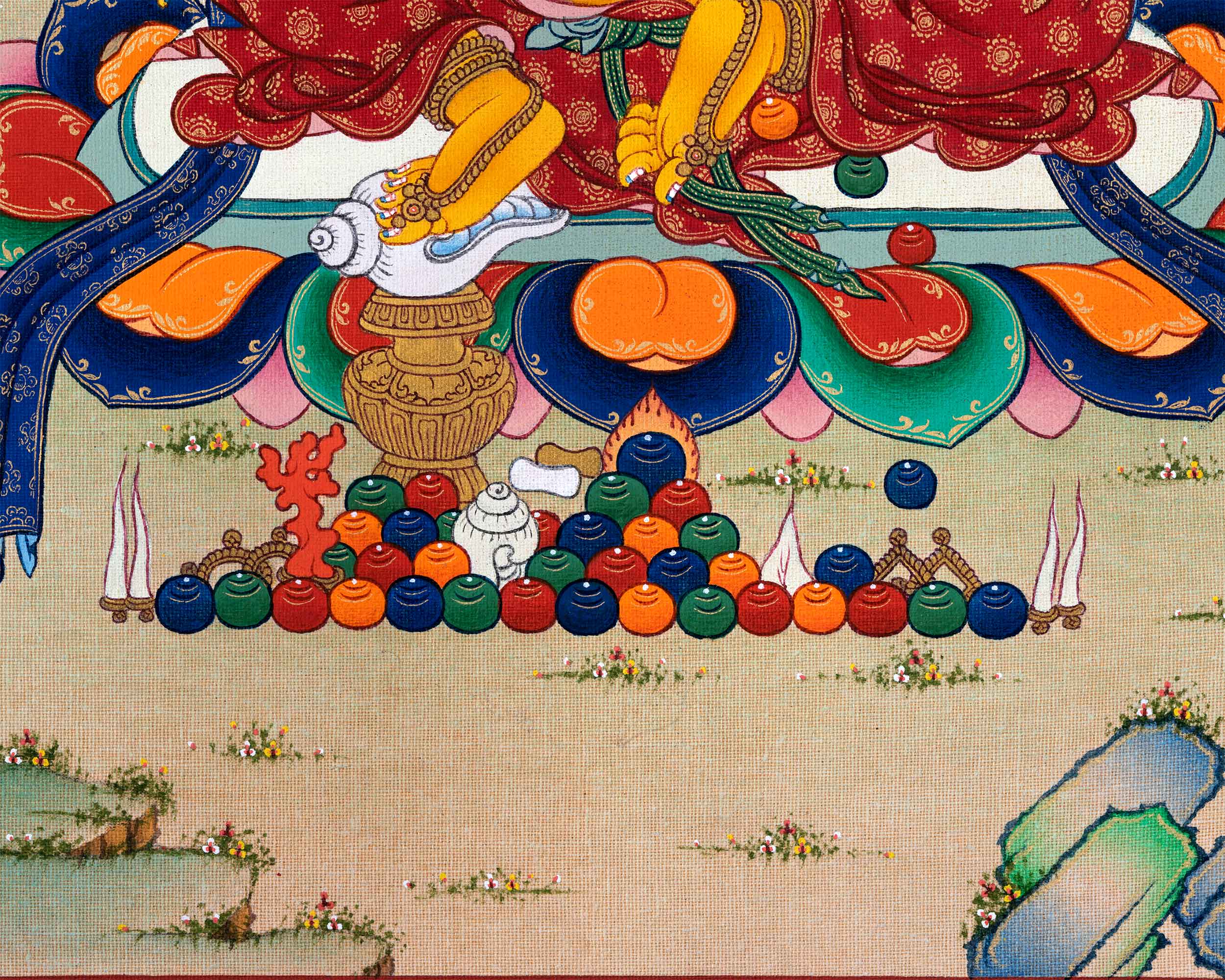 Tibetan Poster Of Dzambhala God Of Wealth | Traditional Tibetan Deity Canvas Print