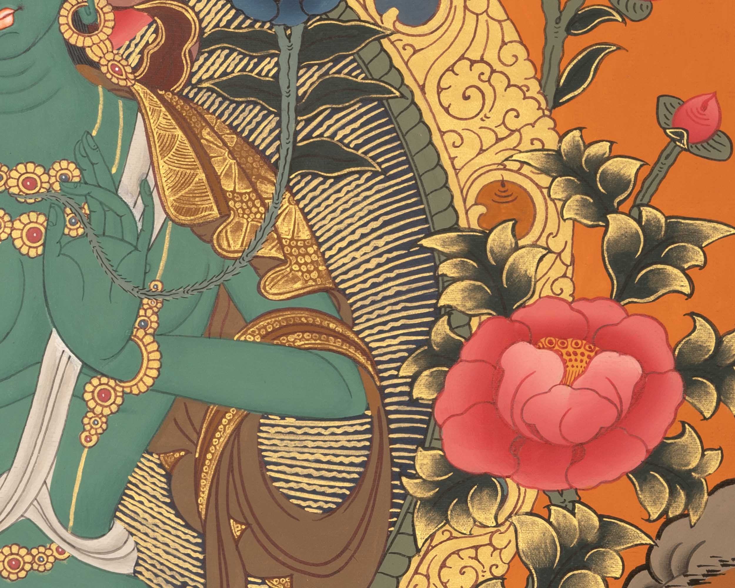 Quality Green Tara Thangka | Handpainted Buddhist Art | Wall Decors