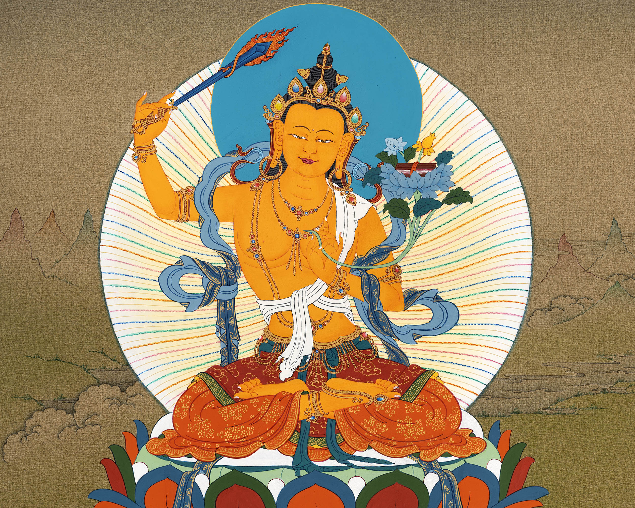 Wisdom Bodhisattva Manjushri Thangka