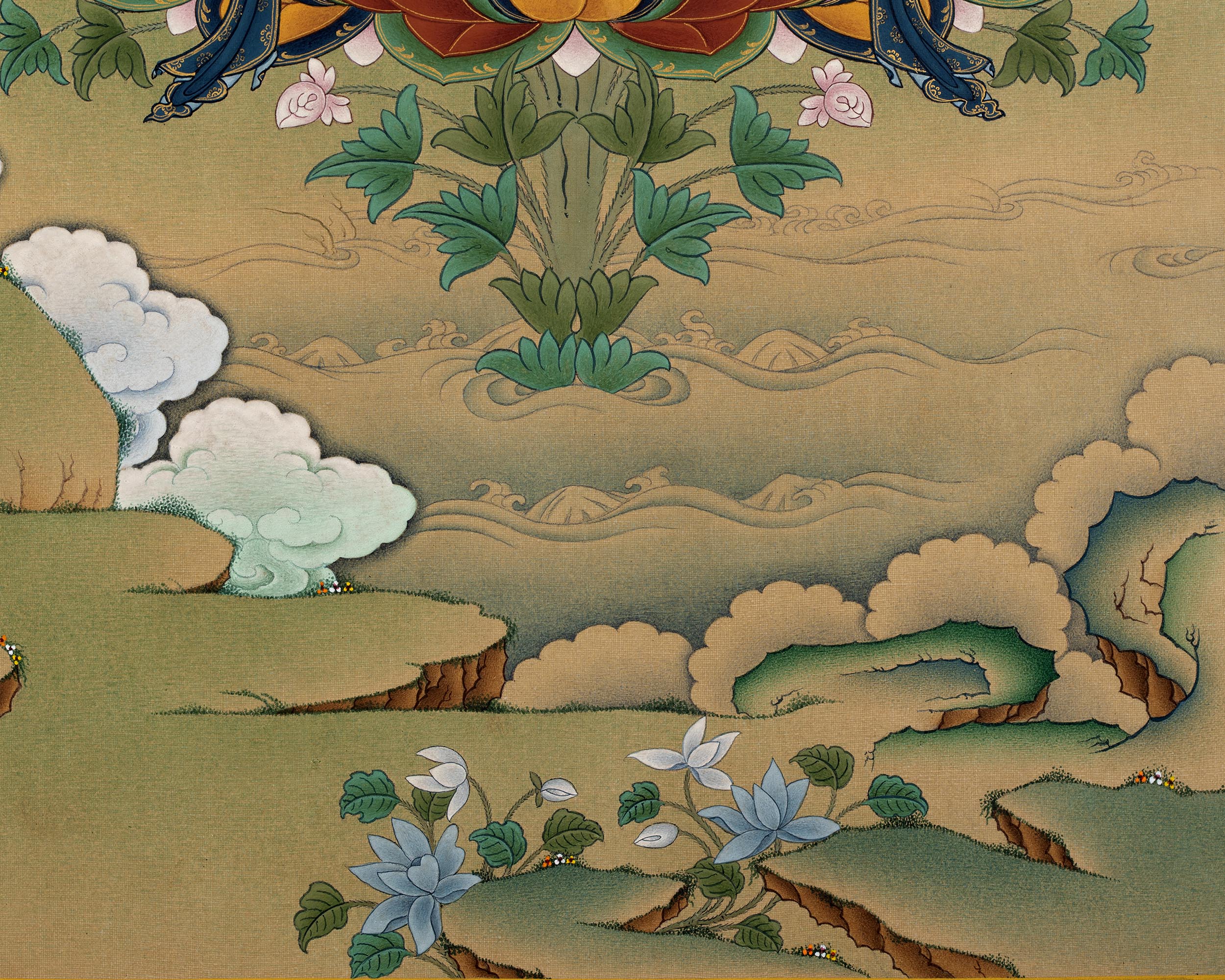 White Tara with Namgyalma, Amitayus Buddha | Treasure Bodhisattva | Tibetan Thangka