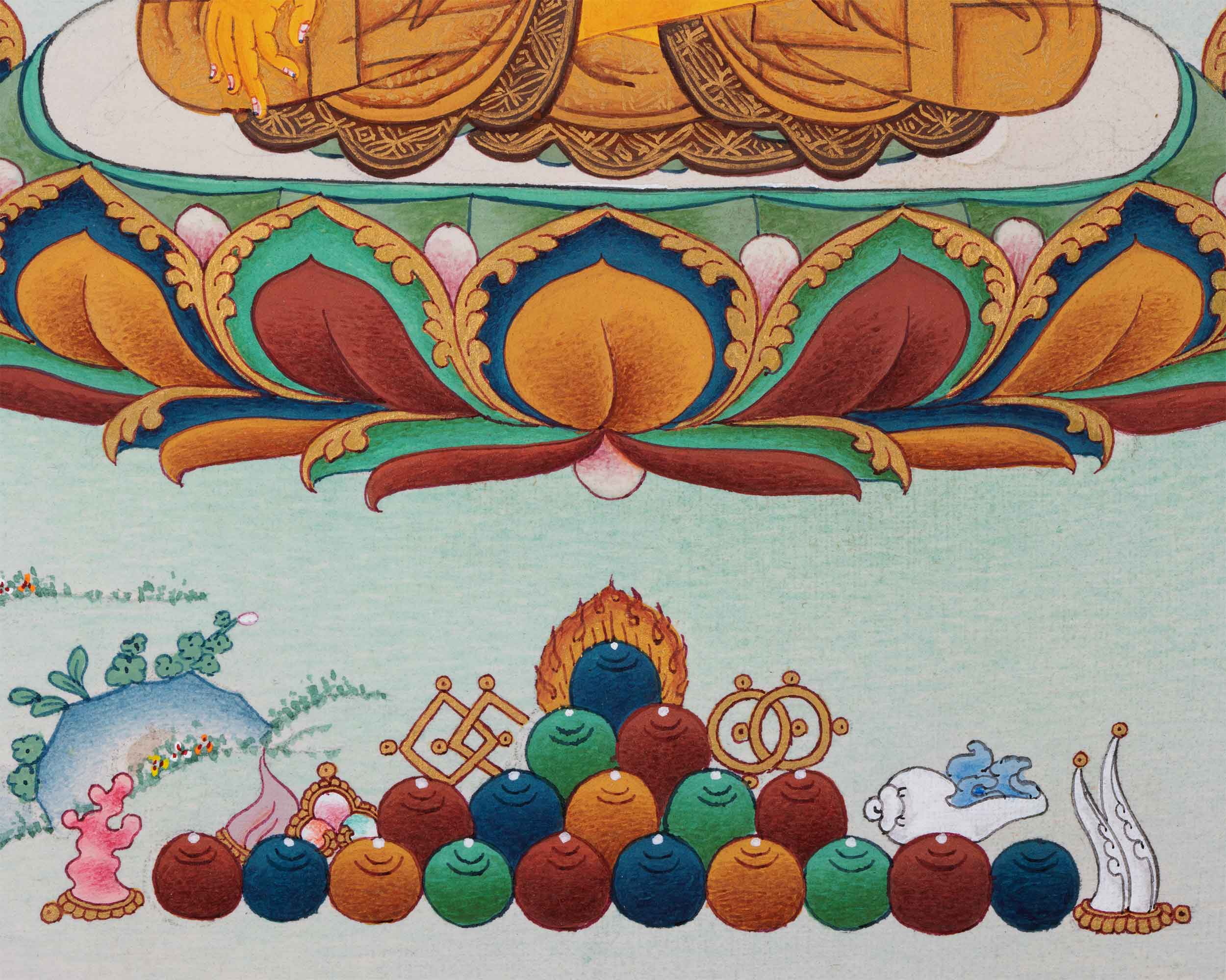 Historical Buddha Shakyamuni Mantra Practice Thangka | Hand-Painted Gautam Buddha Art