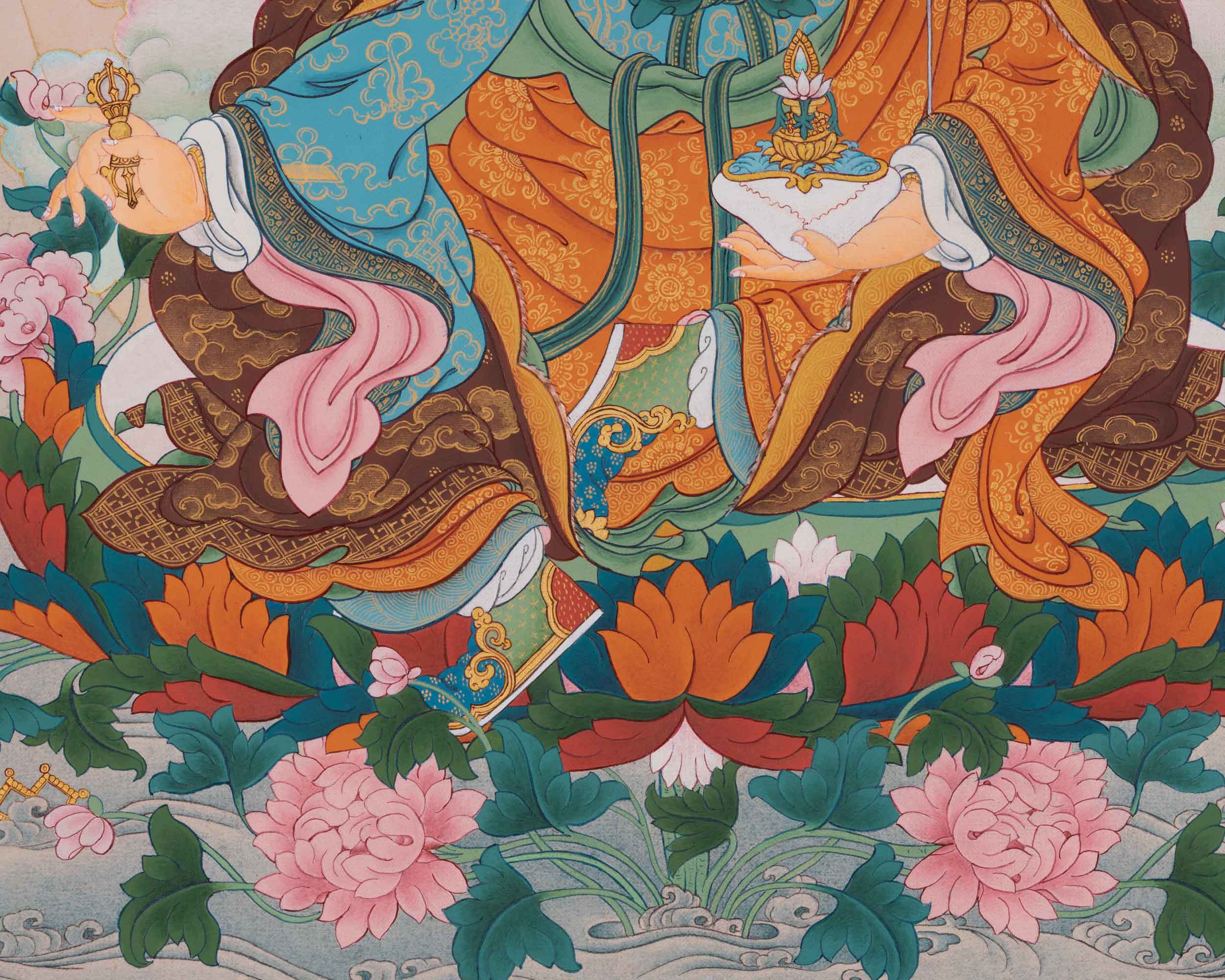 Traditional Tibetan Thangka For Padmasambhava Mantra Practice | Lotus Born Guru Rinpoche Art