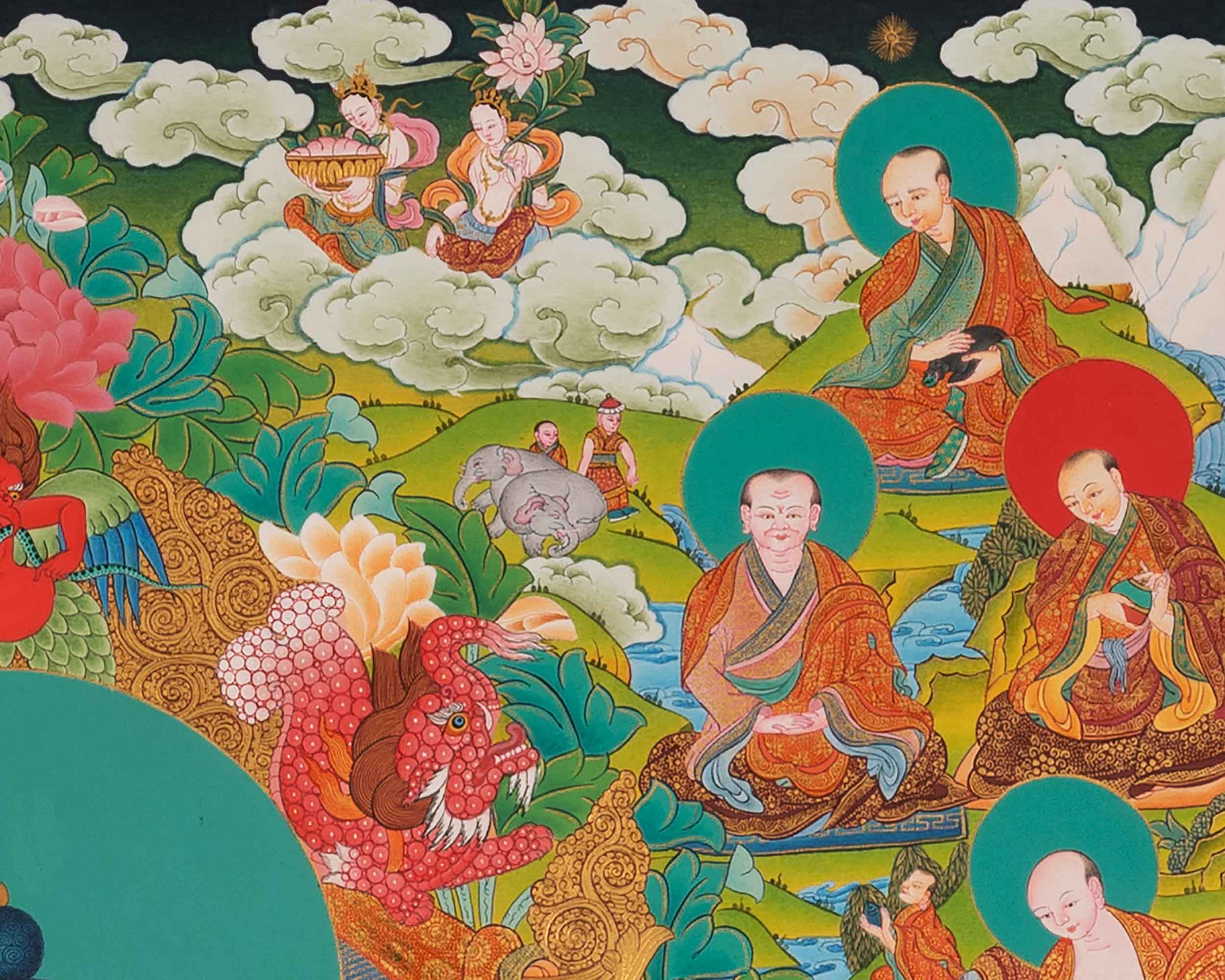 Shakyamuni Buddha 16 Arhats Thangka Painting | Sacred Art for Daily Practice