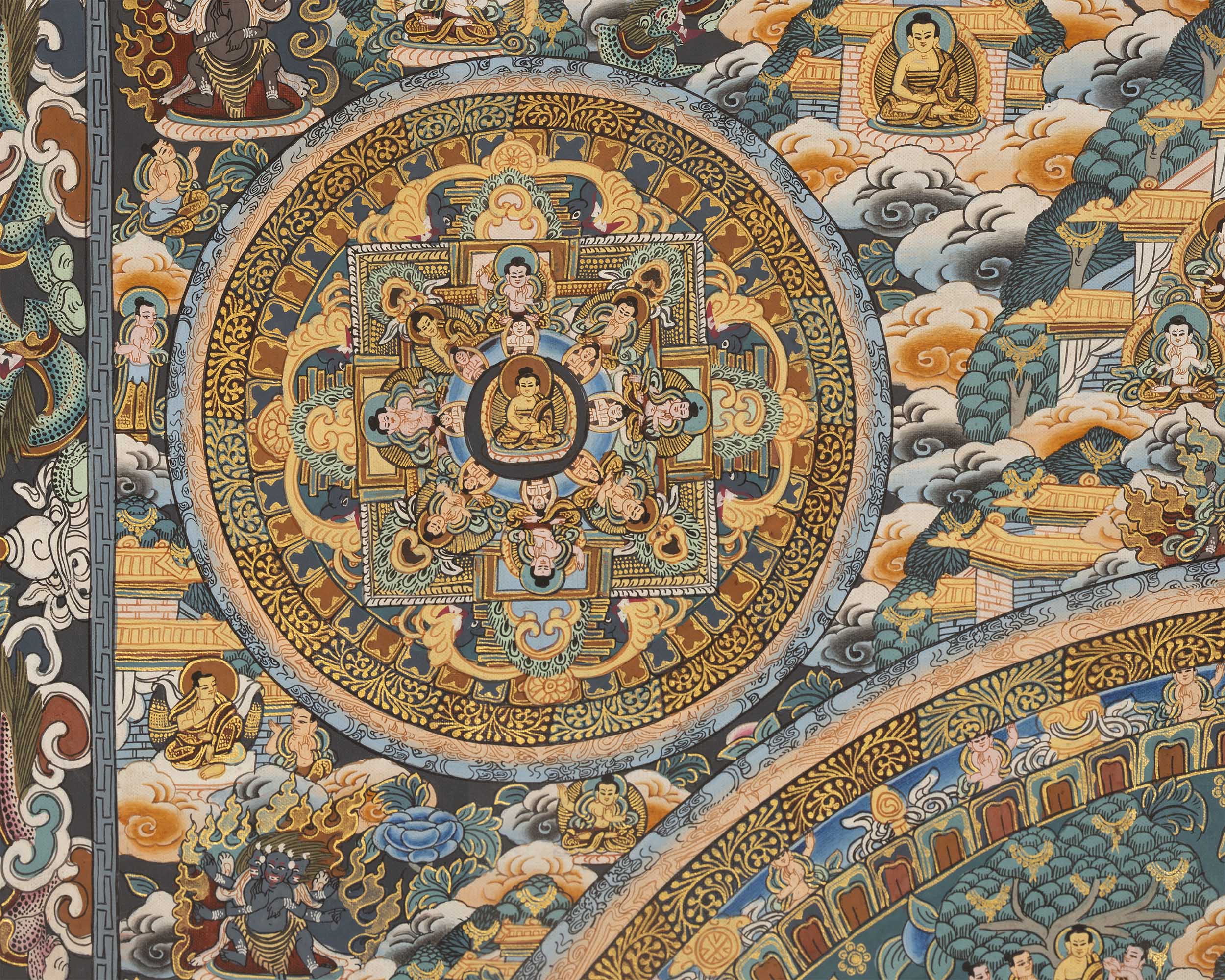 Mandala Buddha Thangka | Vintage Original Hand-Painted Thangka