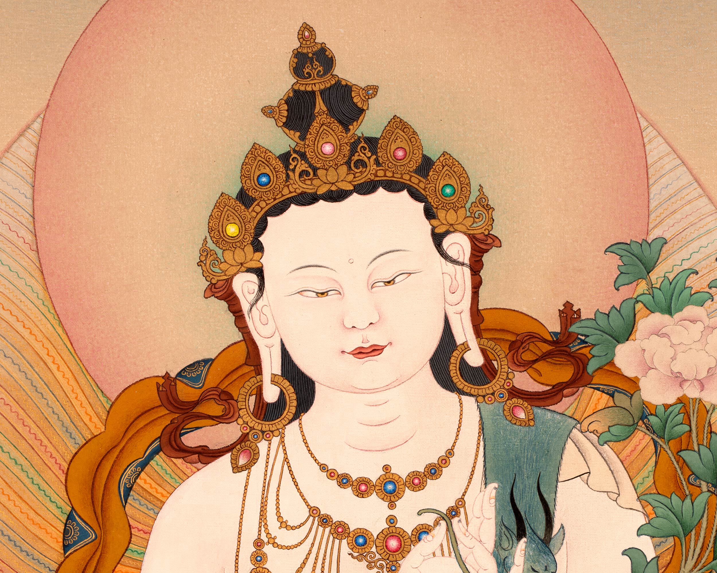 Standing Chenrezig Thangka Print | Bodhisattva Art Print