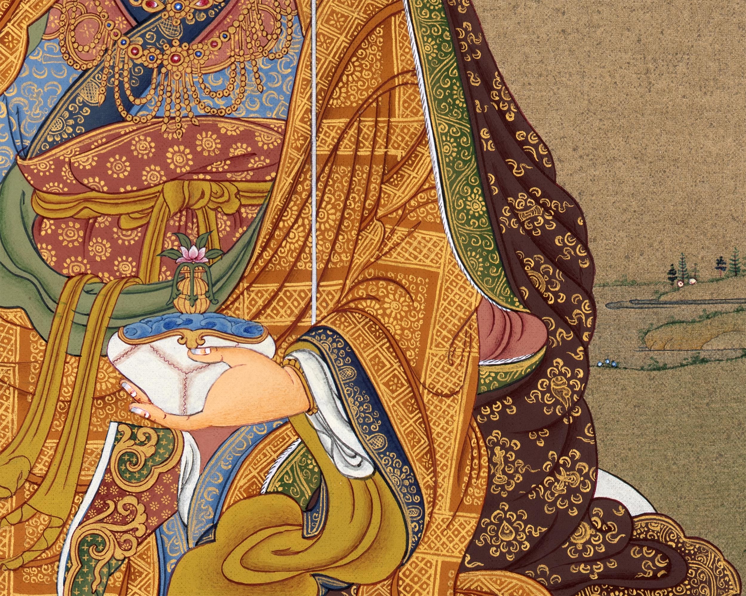 Master Padmasambhava | Lotus Born Guru Thangka | Handmade Painting