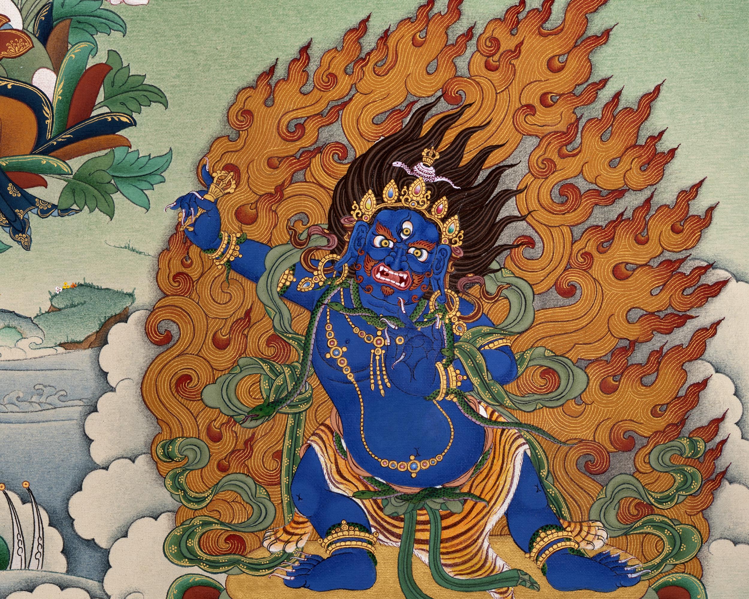 Bodhisattva Thangka | Manjushree With Chenrezig & Vajrapani