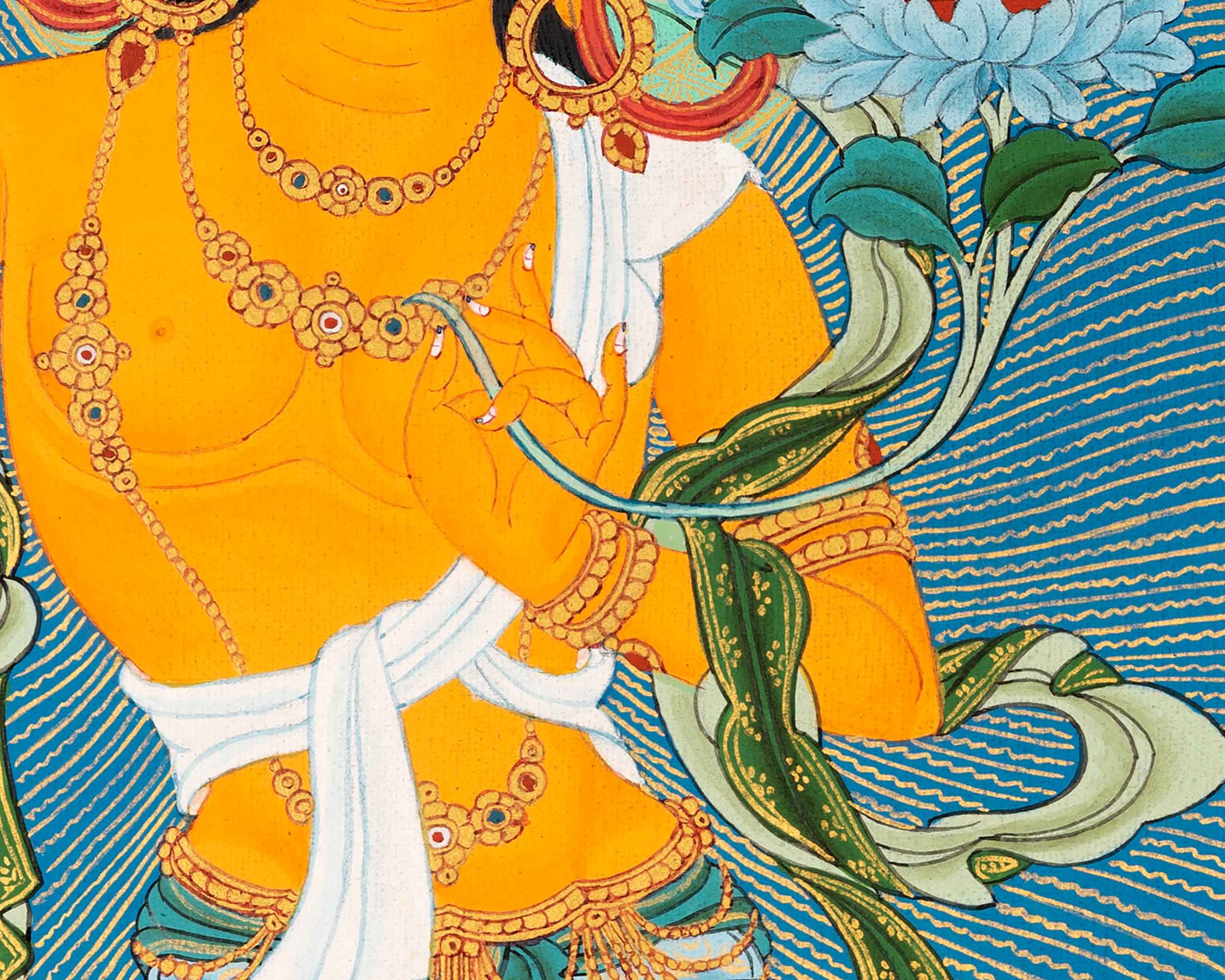 Manjushri Art Thangka | Finely Hand Painted in Cotton Canvas