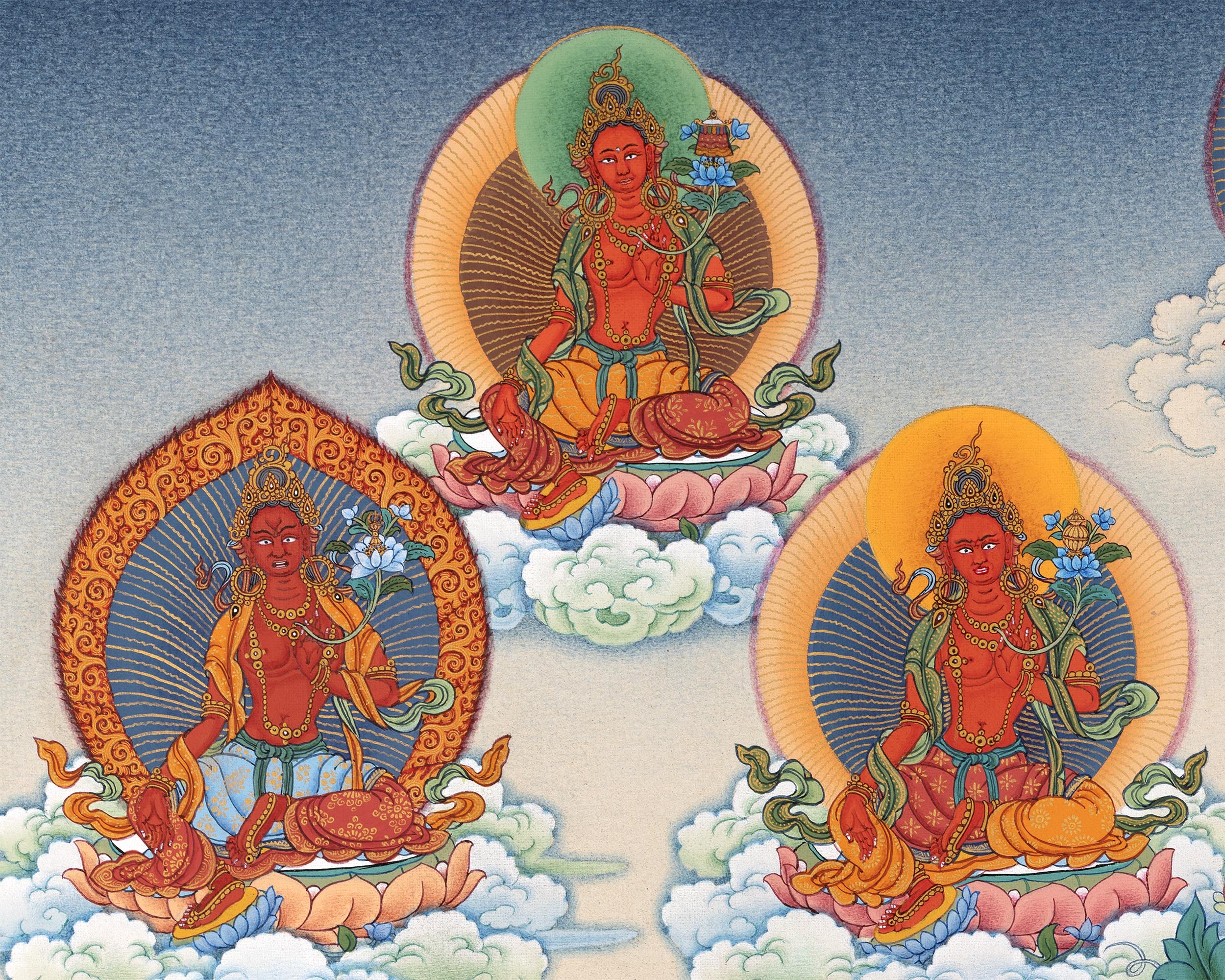 21 Tara Print | Twenty-One Tara Thangka Print of the Chandragomin Tradition