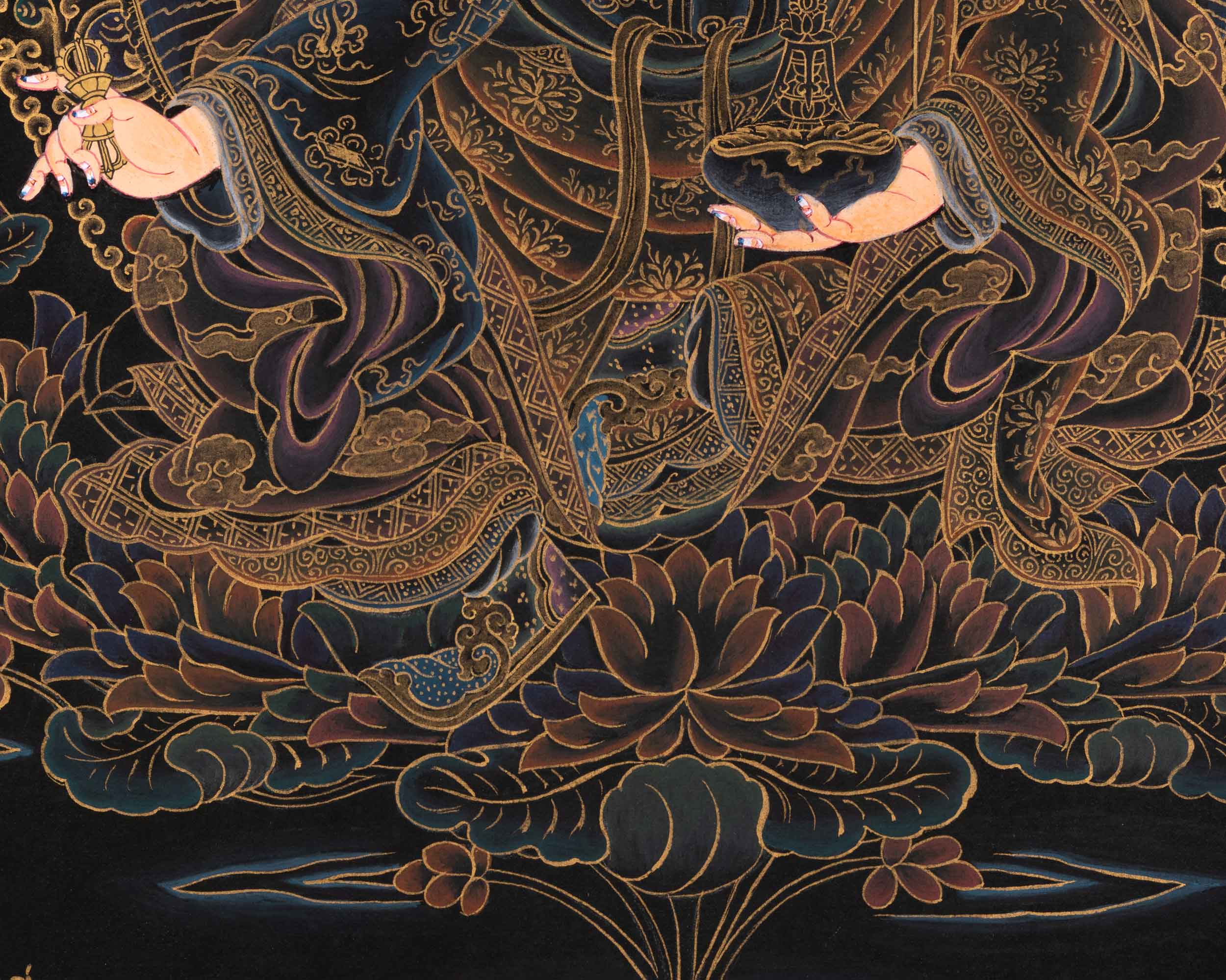 Tibetan Buddhist Master Padmasambhava Thangka | Lotus Born Master Guru Rinpoche Canvas Artwork