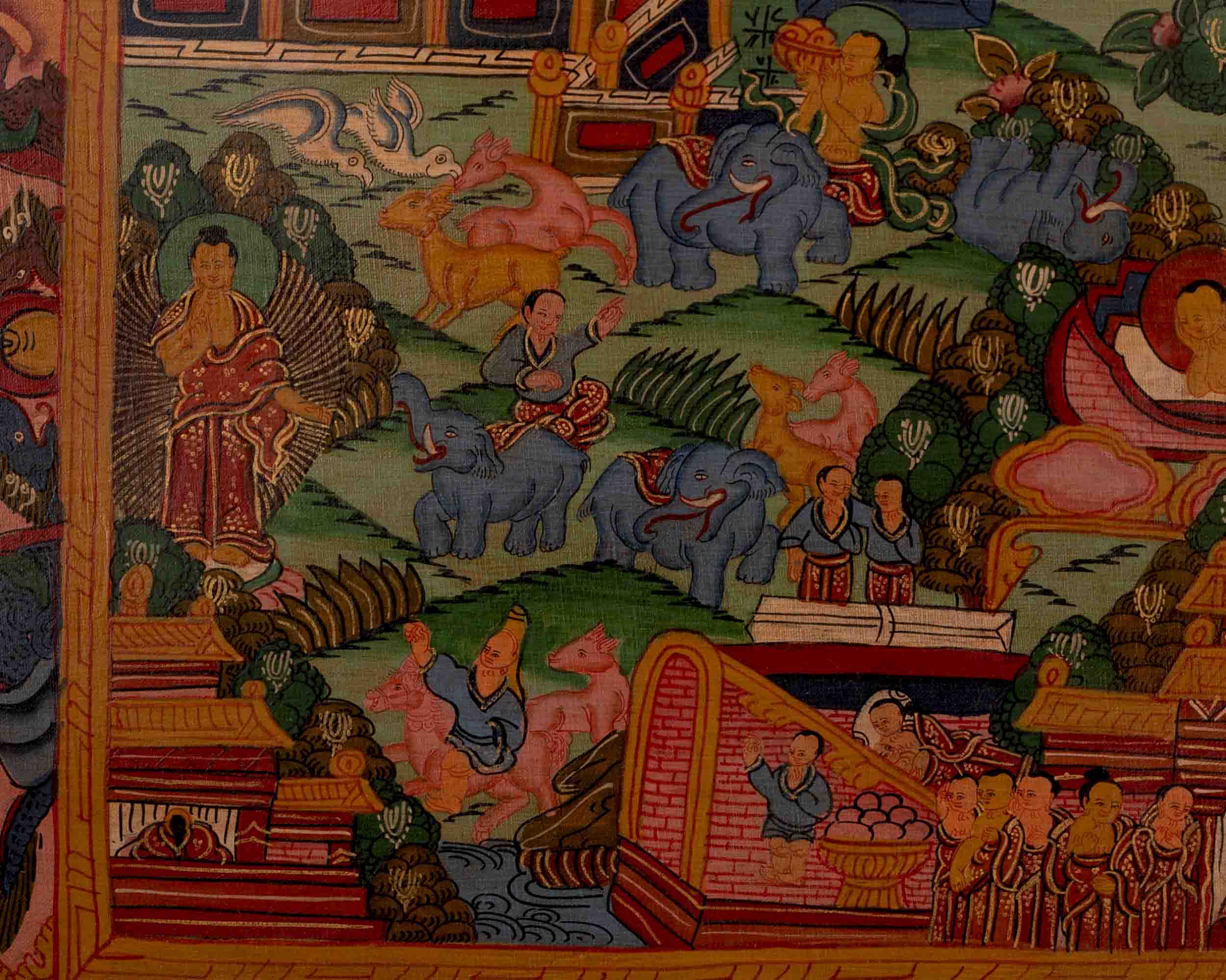 Life Story Of Buddha | Oil Varnished Thangka | Wall Decors
