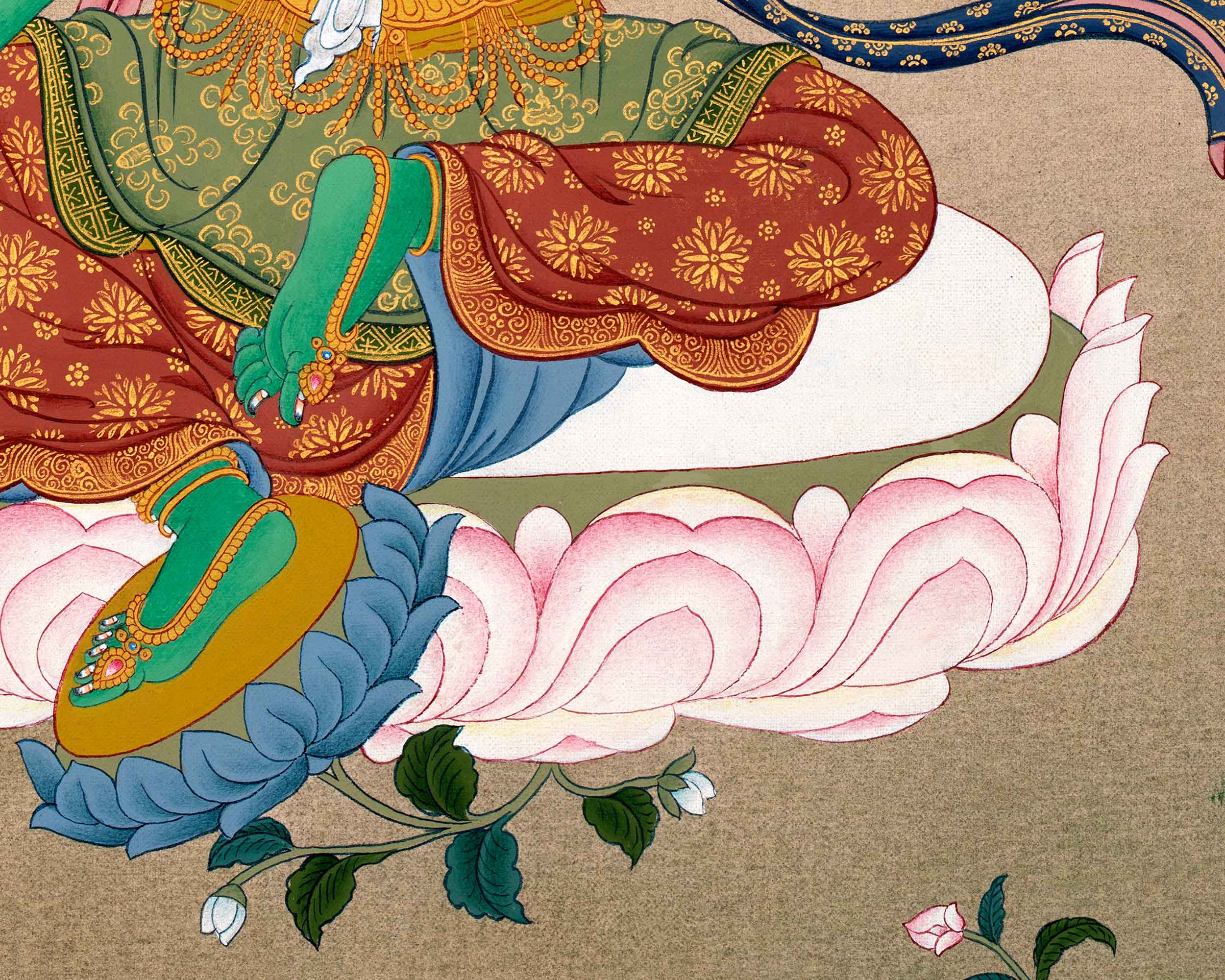 Green Tara Thangka Painting | Traditional Tibetan Art
