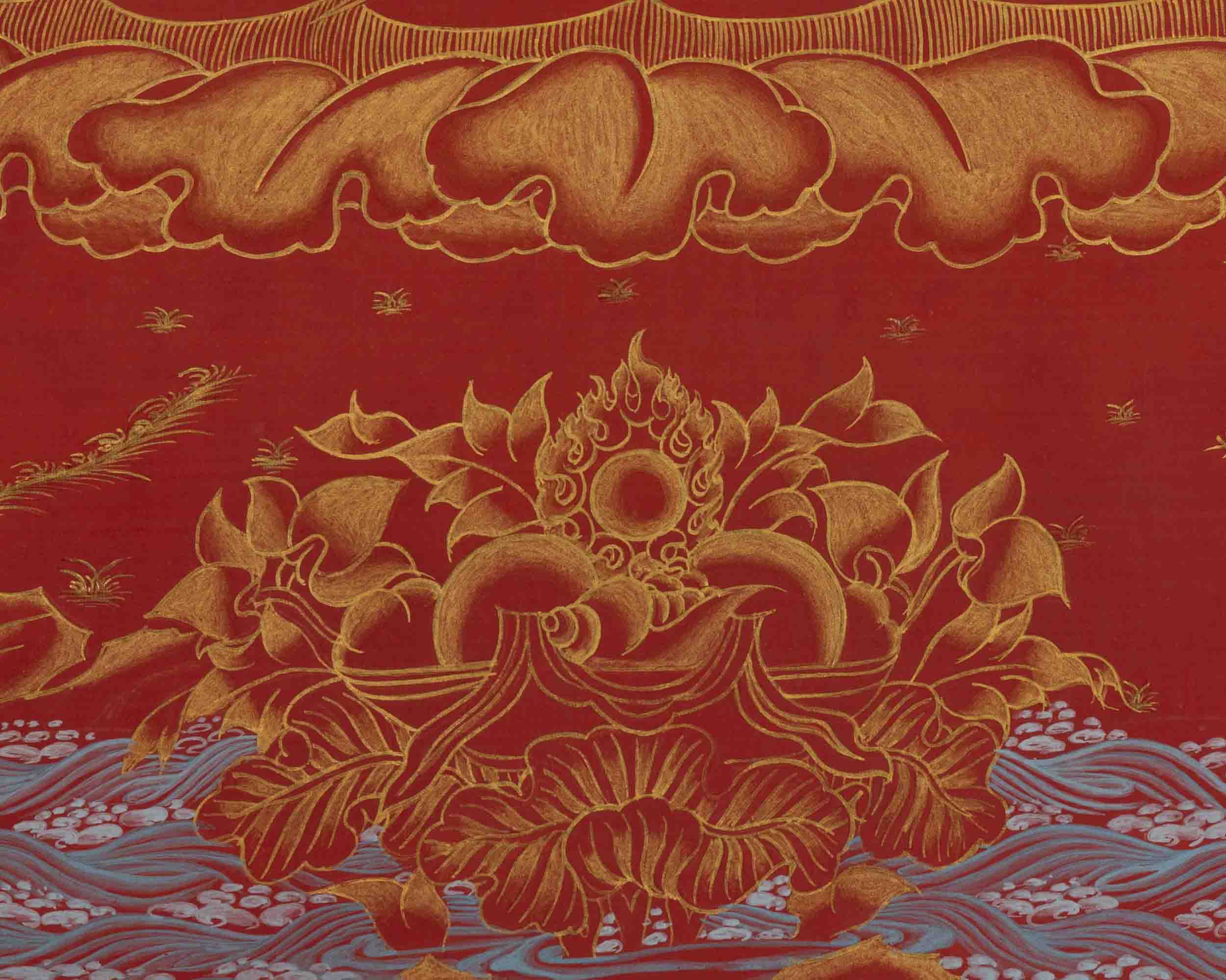 Manjushree Thangka | 24K Gold Style Painting | Religious Wall Decors