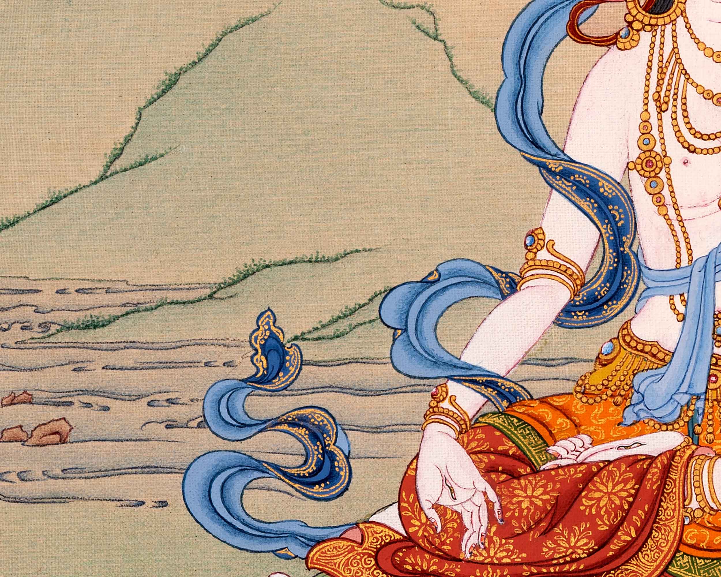 Tibetan White Tara Thangka | Traditional Tibetan Buddhist Art