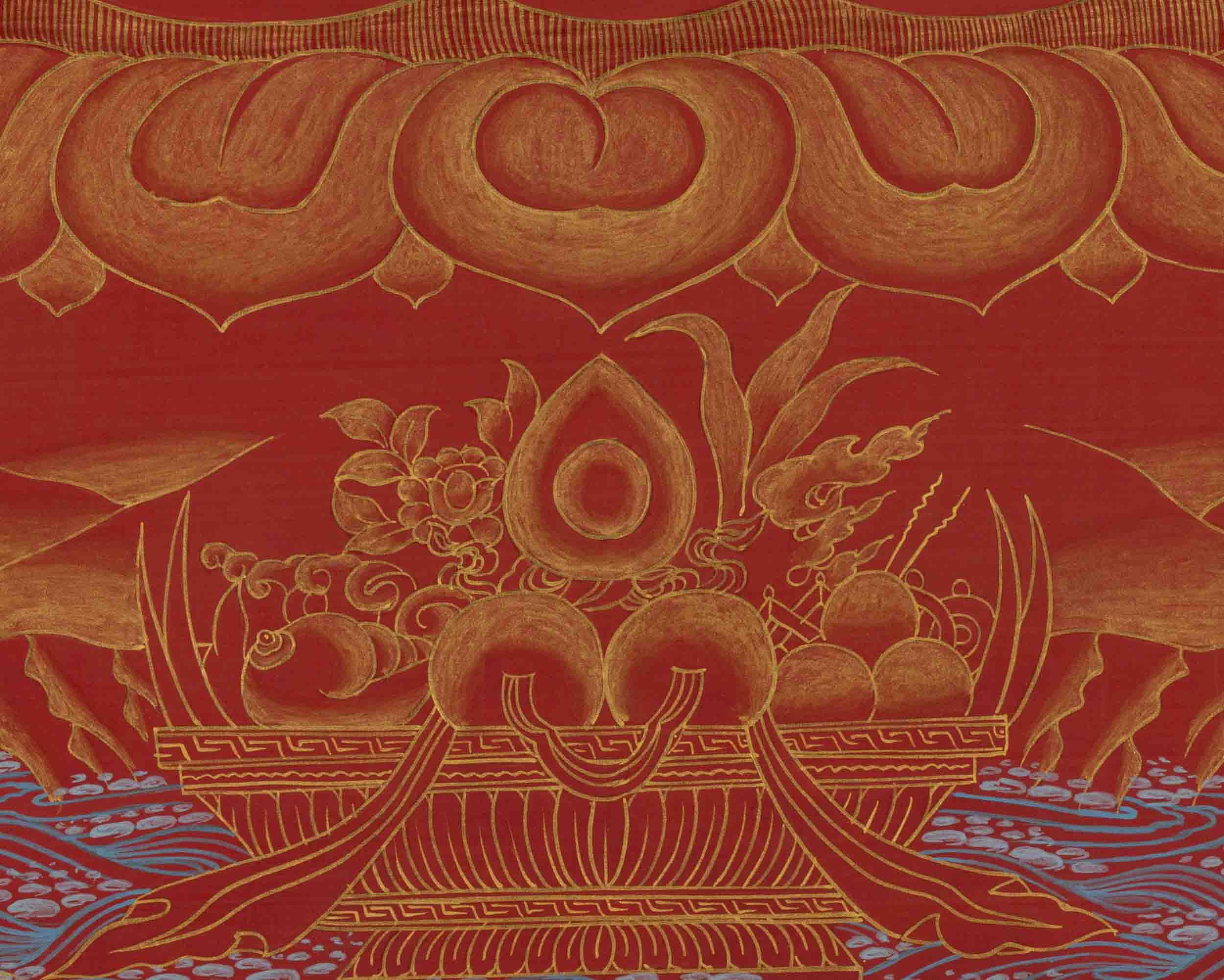 White Tara Thangka | 24K Gold Style Art | Religious Wall Decors