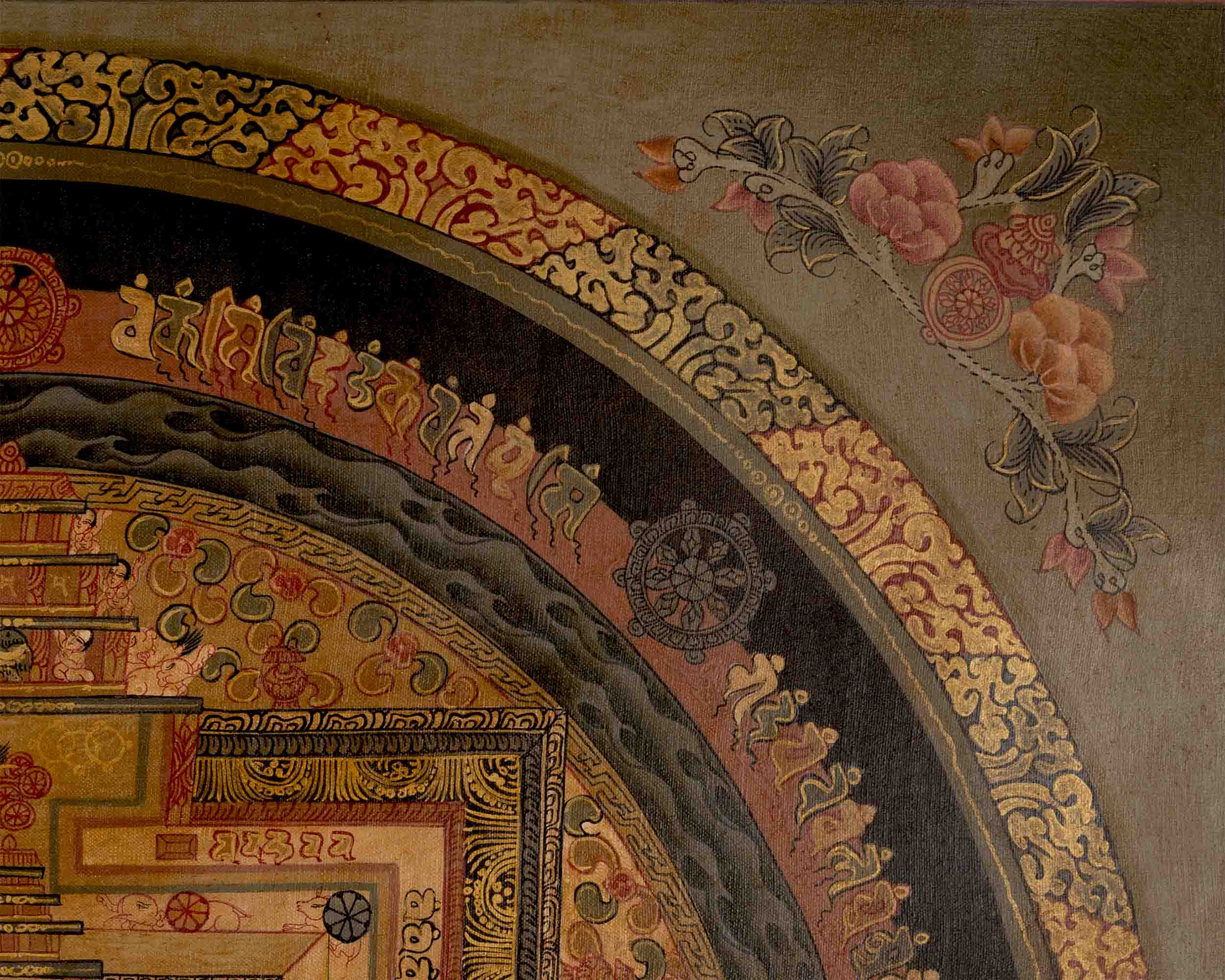 Oil Varnished Kalachakra Mandala | Tibetan Thangka Painting